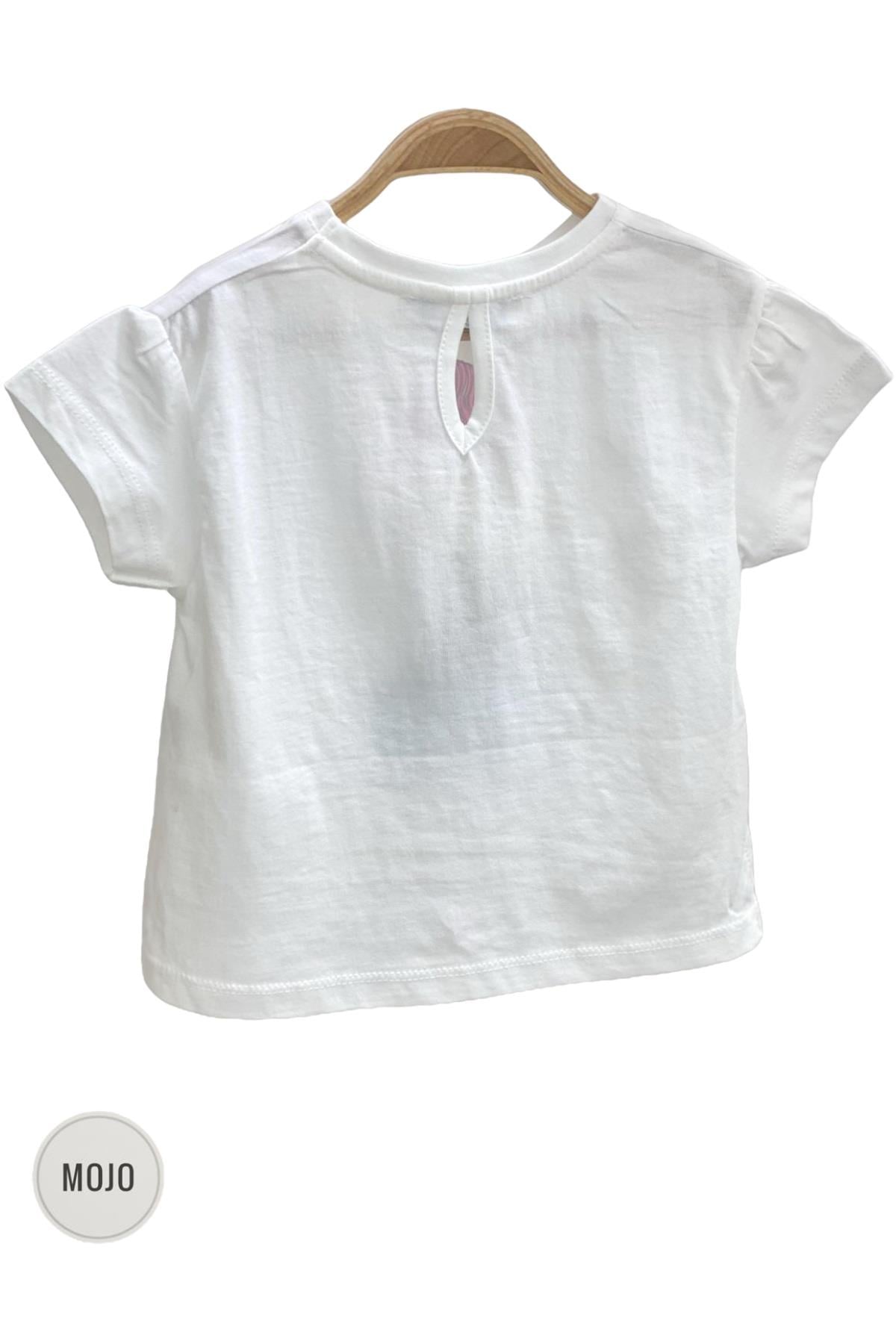 Mojo Kız Bebek 1-4 Yaş Köpek Baskılı Kısa Kol T-shirt 35326 Ekru