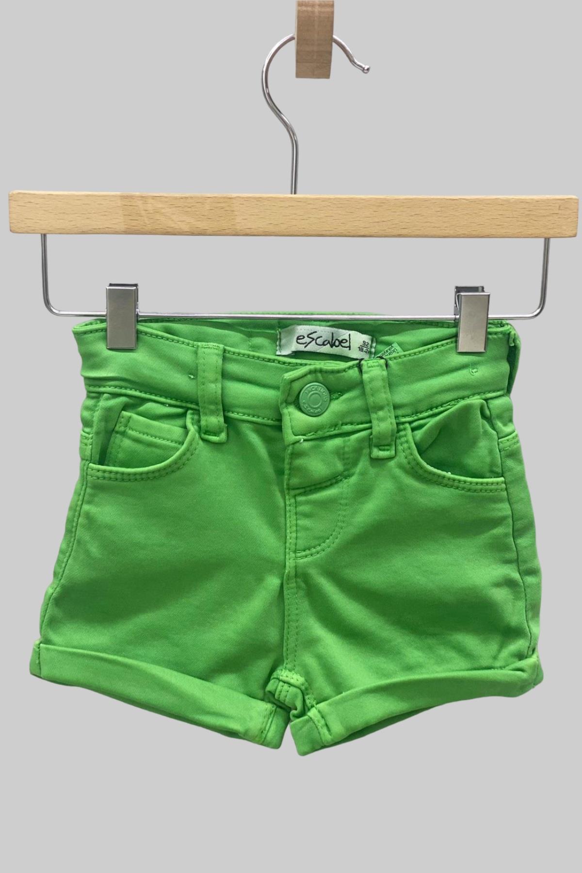 Mojo Kız Bebek 1-5 Yaş Ultra Esnek Renkli Denim Şort 2360 Yeşil