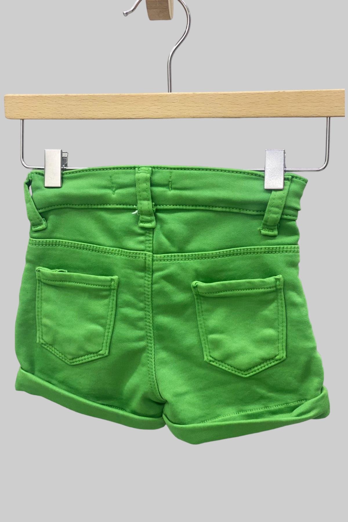 Mojo Kız Bebek 1-5 Yaş Ultra Esnek Renkli Denim Şort 2360 Yeşil