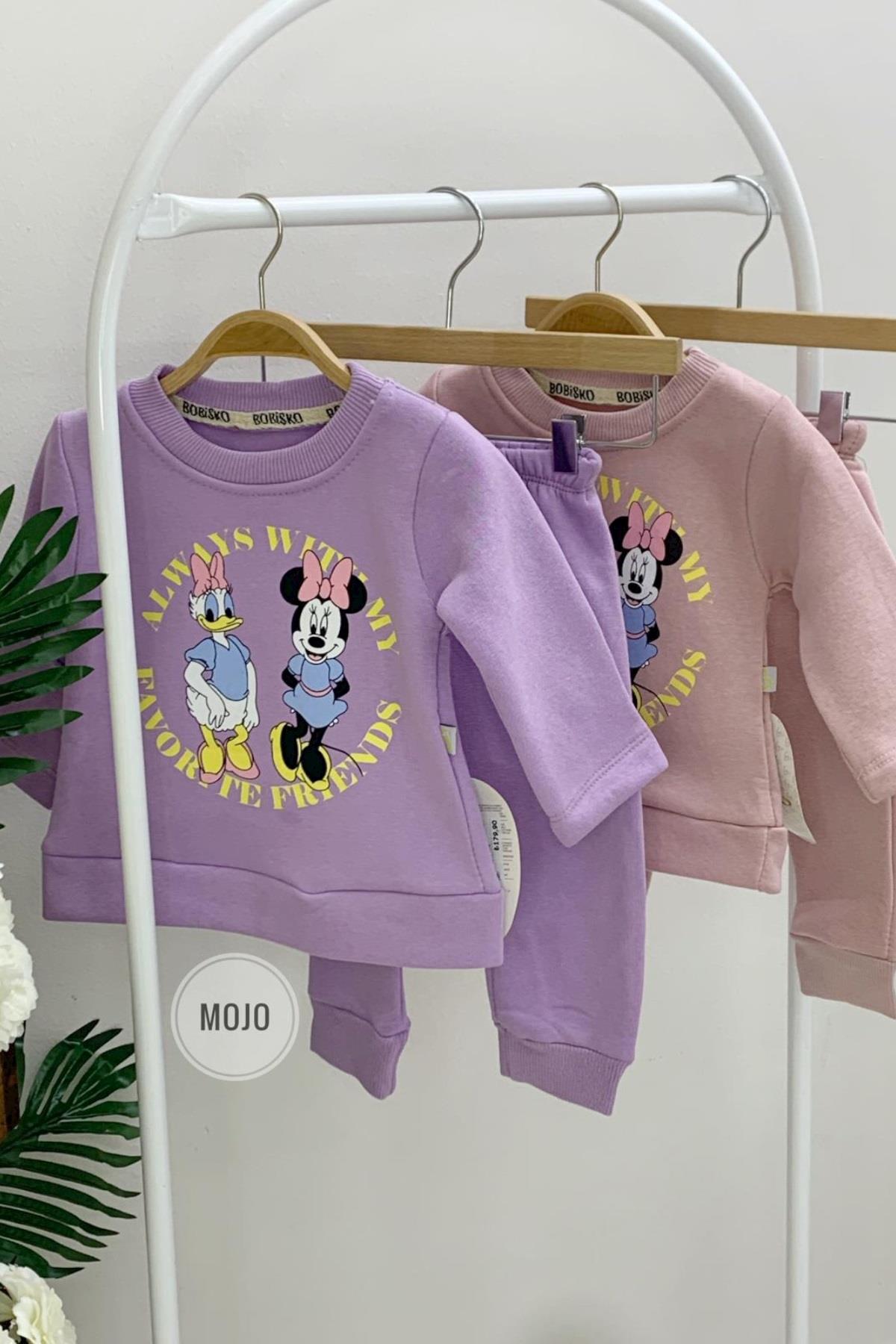 Mojo Kız Bebek 6-24 Ay Kışlık İçi Polar Eşofman Takımı 619