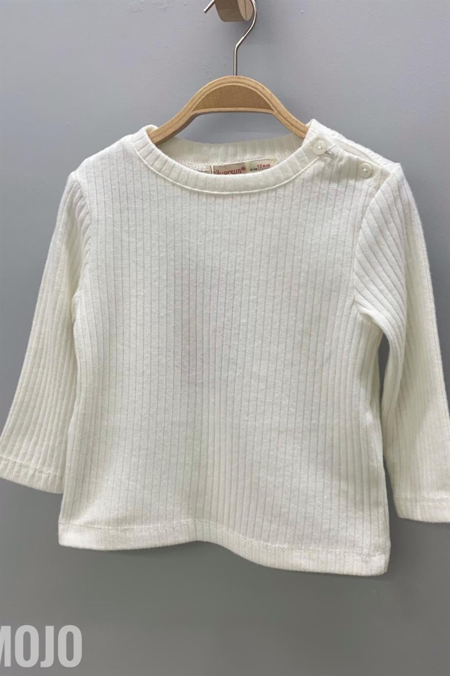 Mojo Kız Bebek Bisiklet Yaka Triko Body 117048 Krem