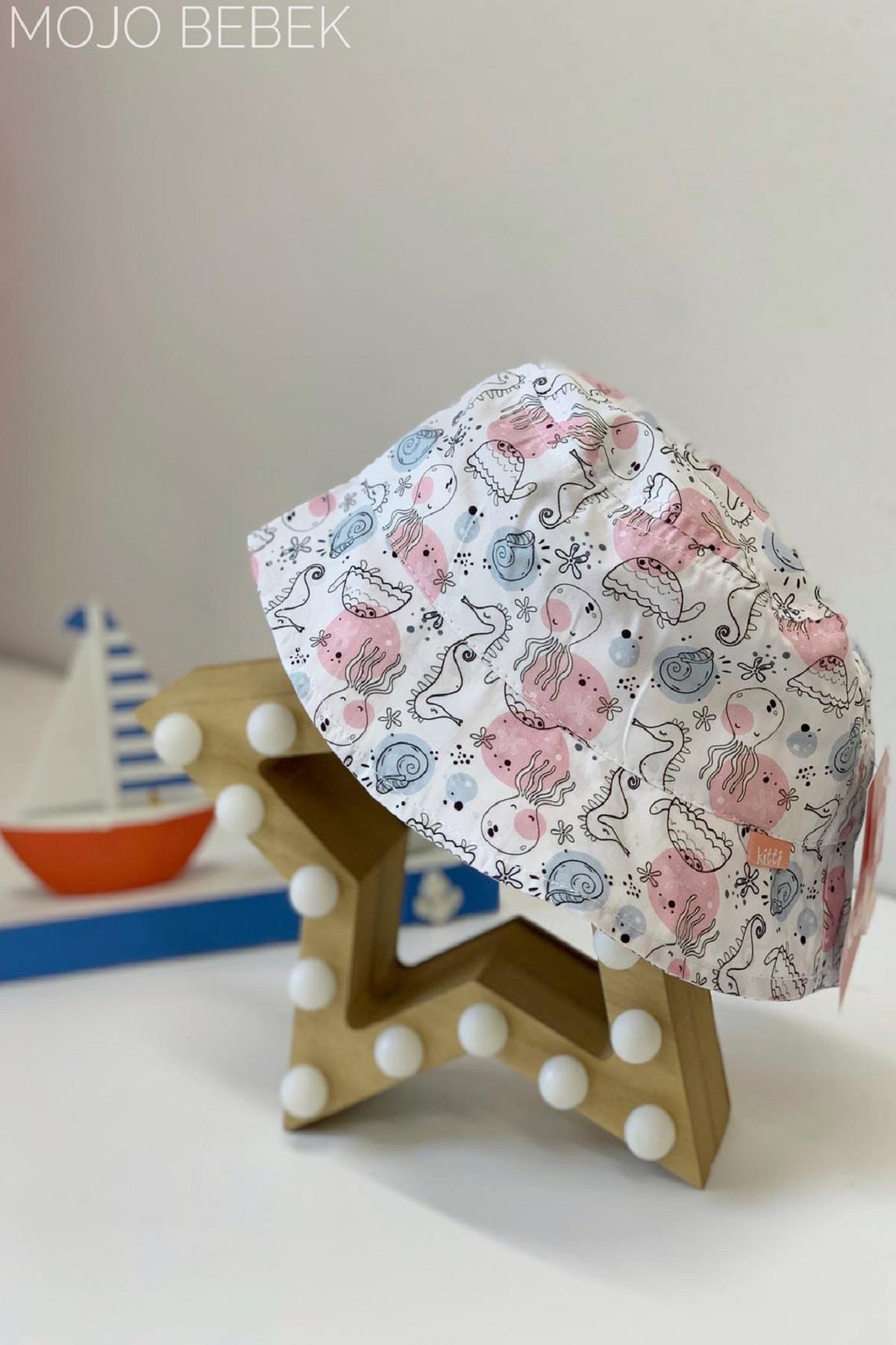 Mojo Kız Bebek Deniz Atı Desenli Fötr Şapka 871102 Beyaz