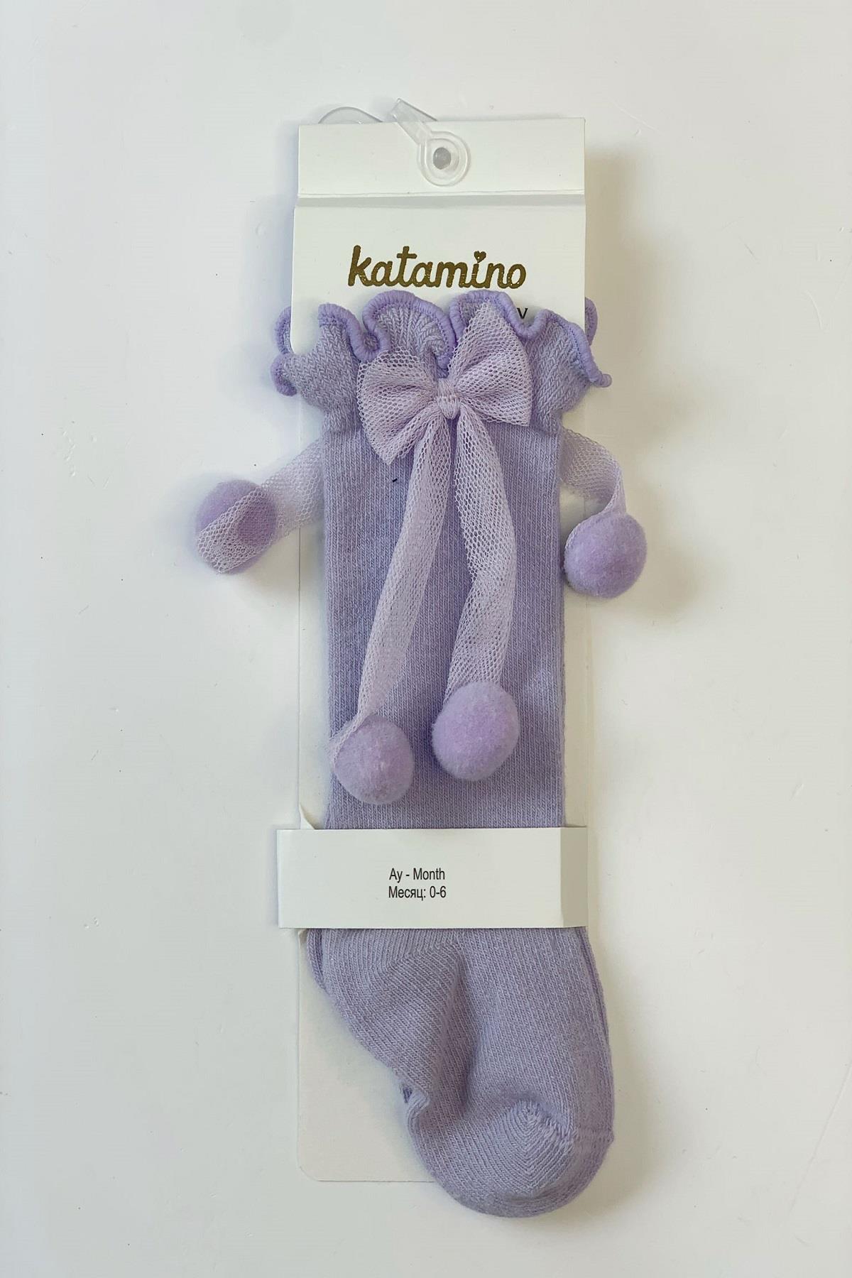 Mojo Kız Bebek Süslü Golf Çorap K12040 Mor