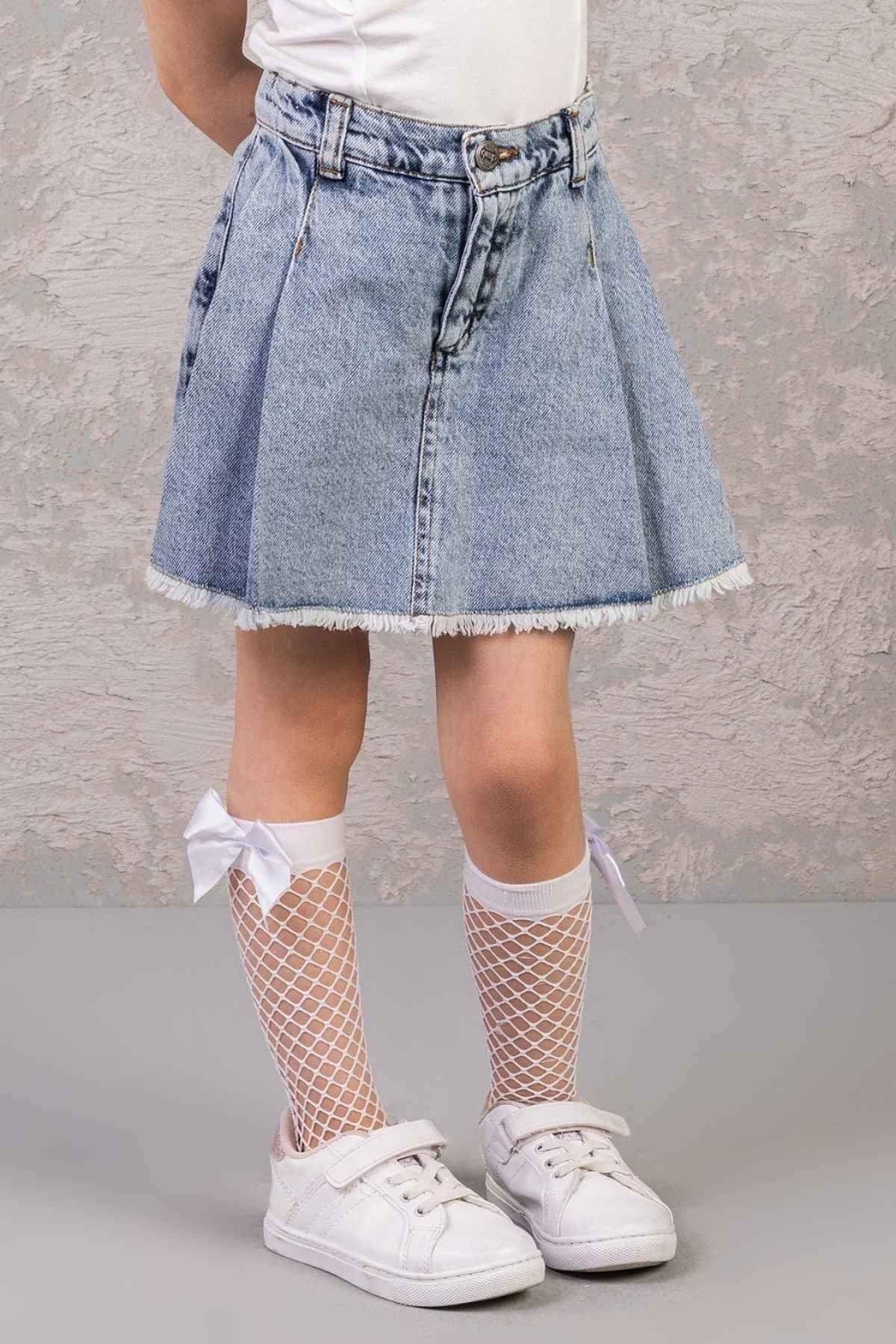Mojo Kız Çocuk 4-9 Yaş Denim Şort Etek 0204 Kot Mavi