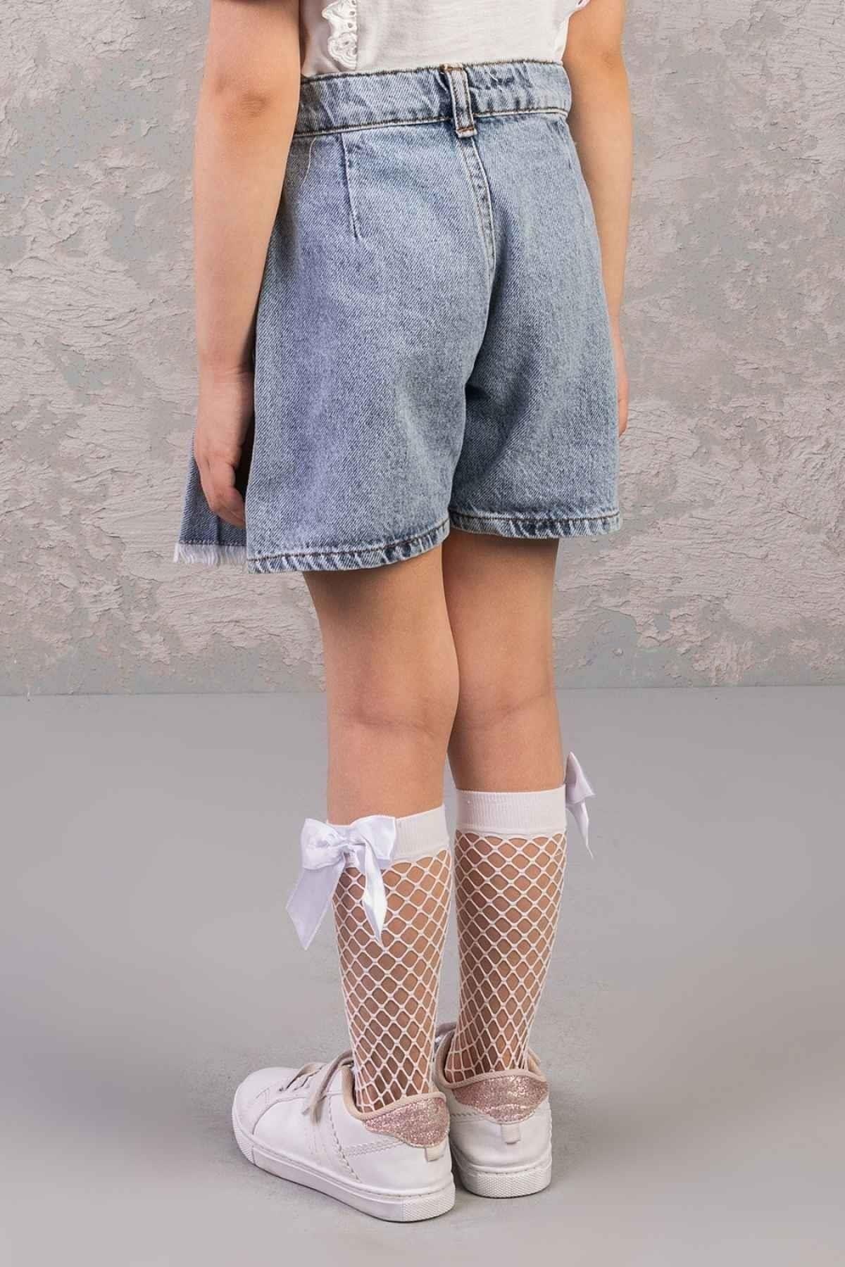 Mojo Kız Çocuk 4-9 Yaş Denim Şort Etek 0204 Kot Mavi