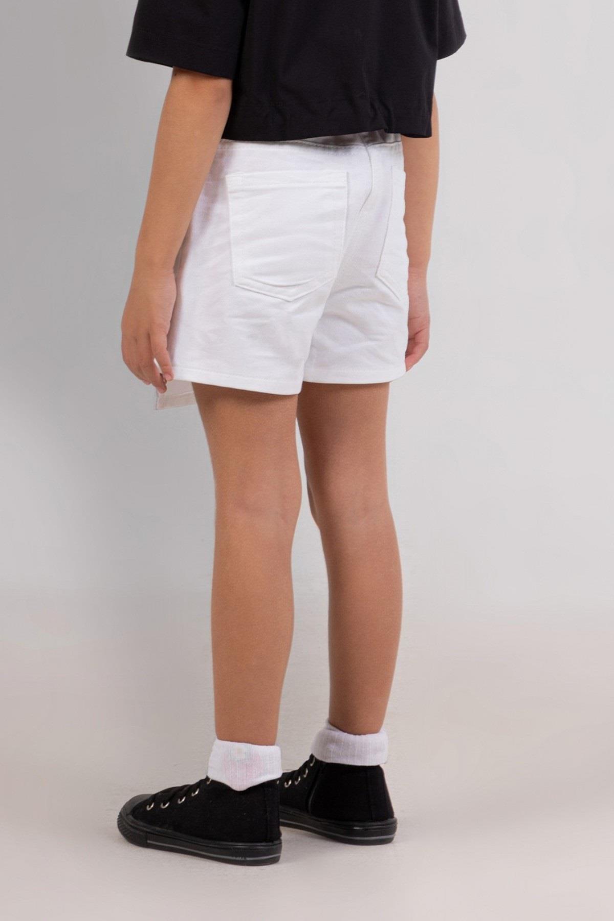 Mojo Kız Çocuk 4-9 Yaş Gabardin Şort Etek 0460 Beyaz