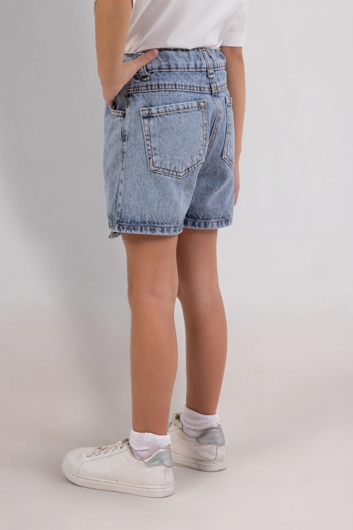 Mojo Kız Çocuk 4-9 Yaş Gabardin Şort Etek 0460 Kot Mavi
