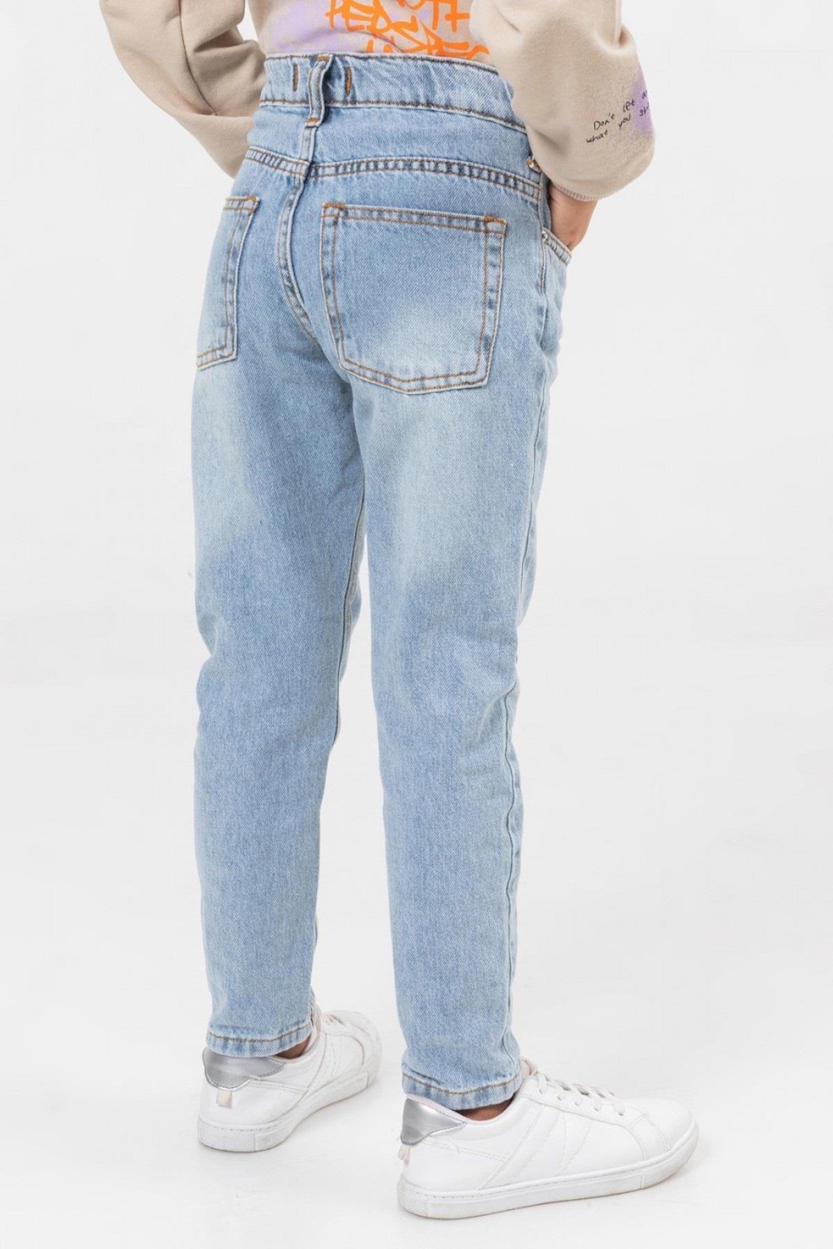Mojo Kız Çocuk 4-9 Yaş Mom Fit Jean 0188 Kot Mavi
