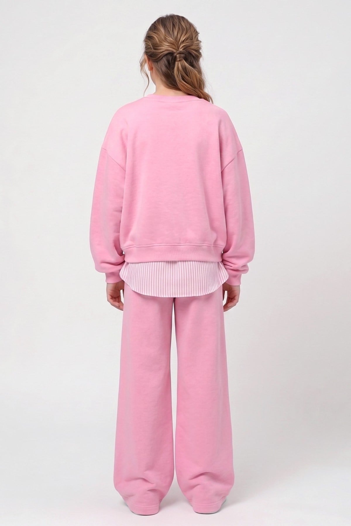 Mojo Kız Çocuk 4-9 Yaş Sweatshirt-Palazzo Eşofman Takımı Pembe