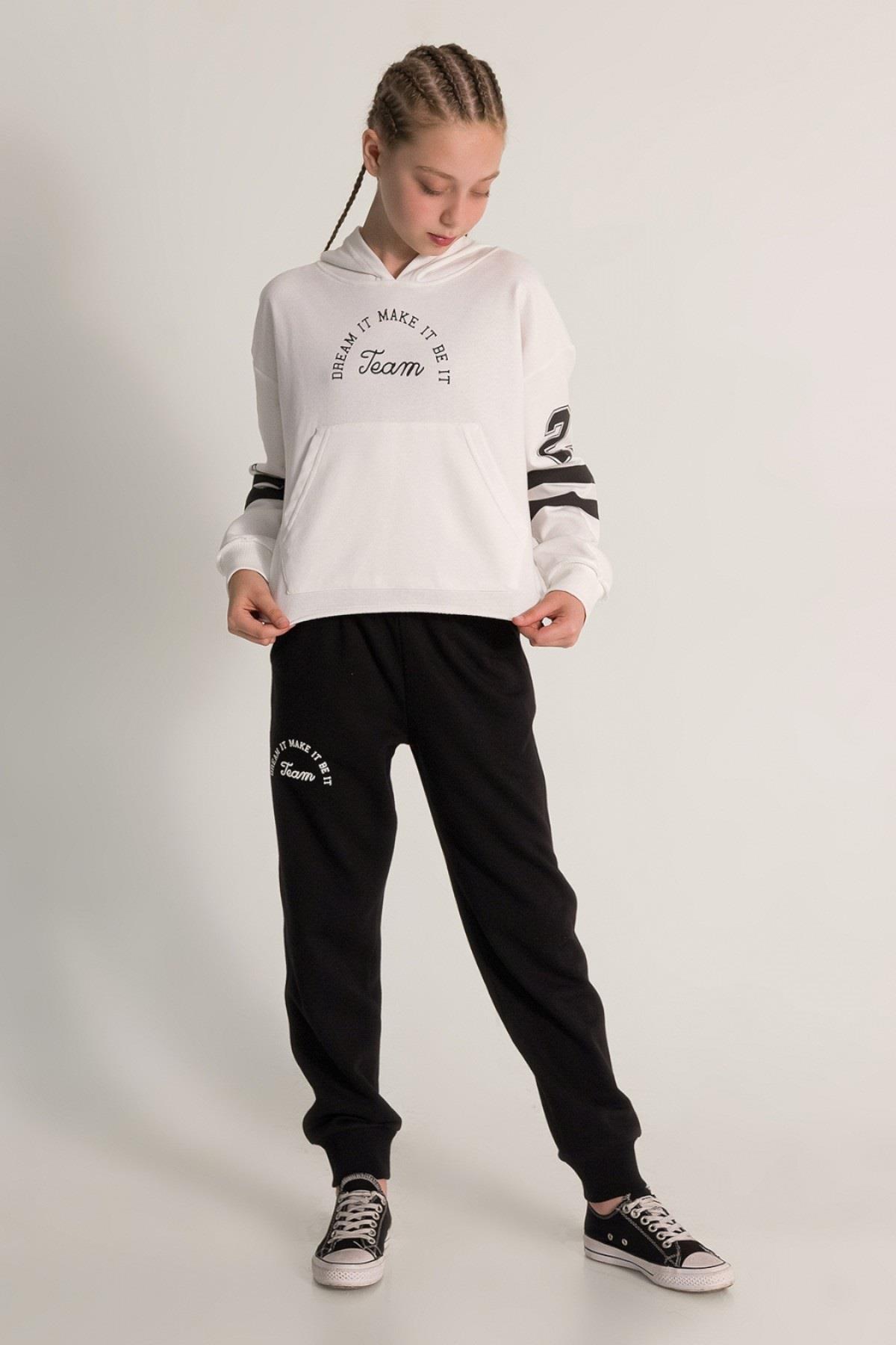 Mojo Kız Çocuk 9-14 Yaş %100 Pamuk Jogger Eşofman Altı 9778 Siyah