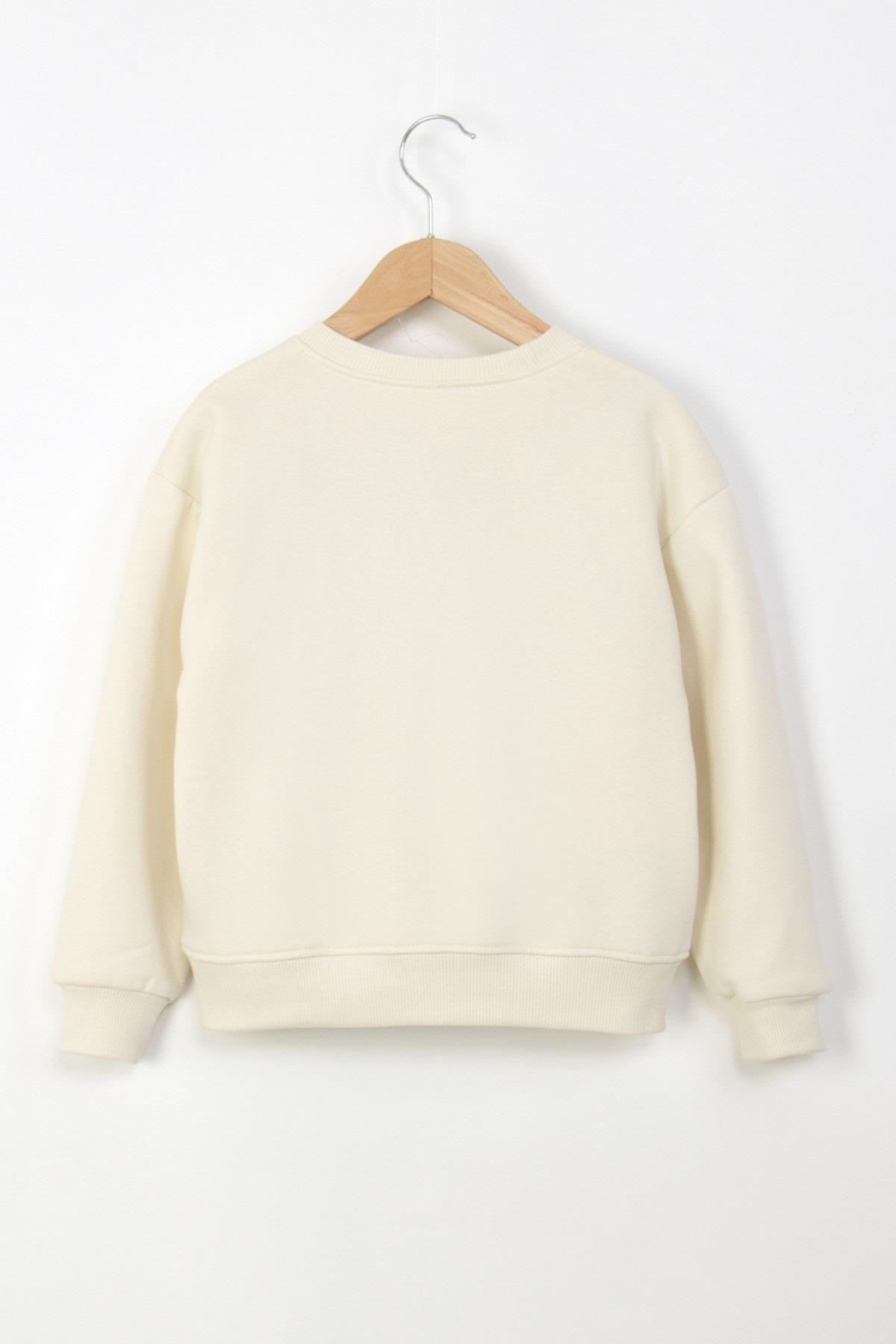 Mojo Kız Çocuk 9-14 Yaş Baskılı Sweatshirt Krem
