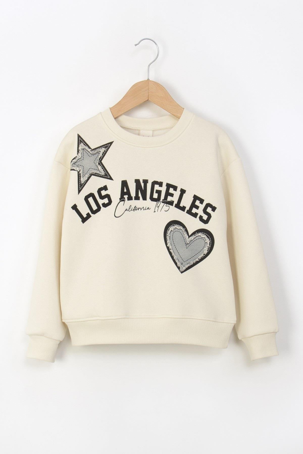 Mojo Kız Çocuk 9-14 Yaş Baskılı Sweatshirt Krem