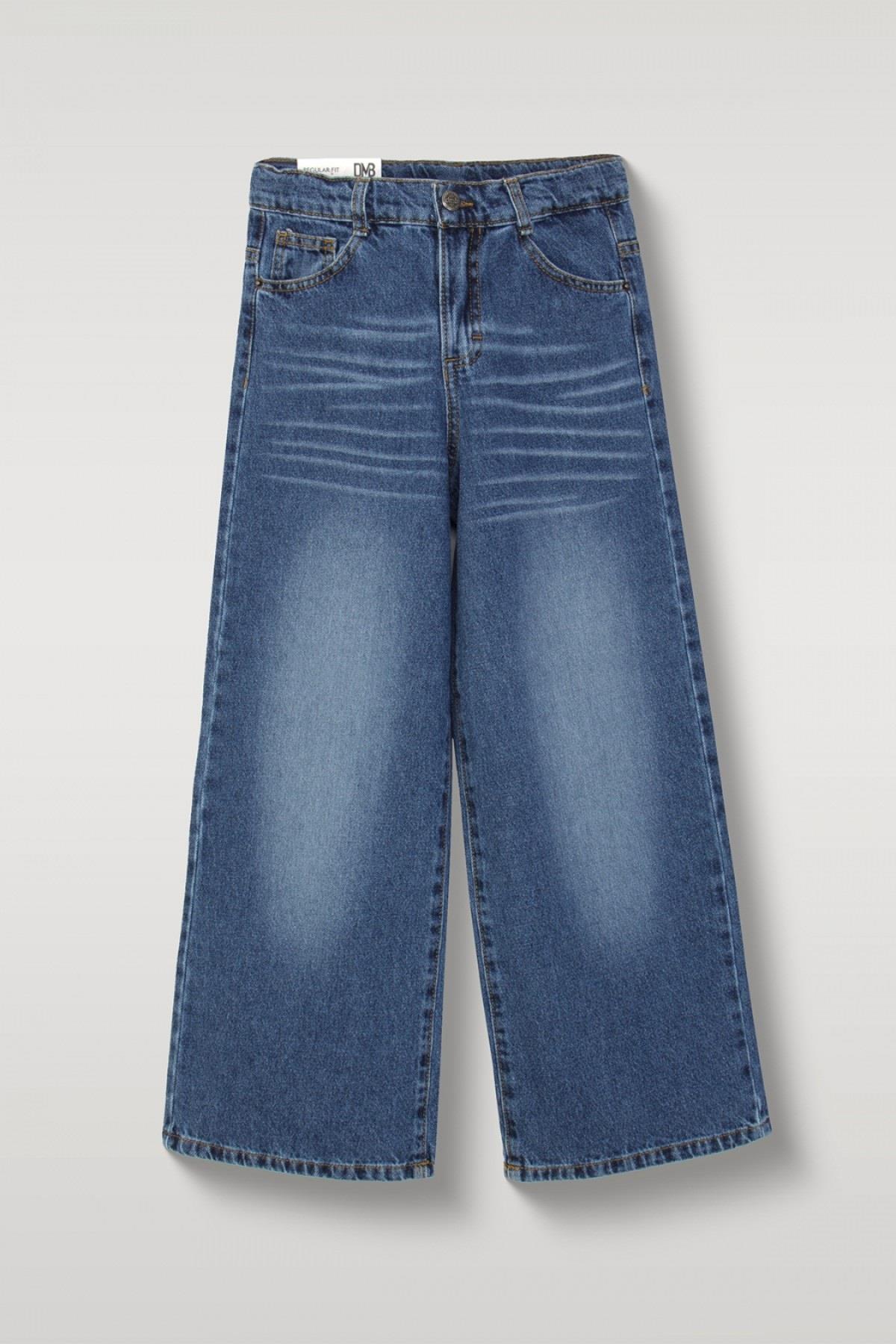Mojo Kız Çocuk 9-14 Yaş Bol Paça Denim Pantolon Mavi