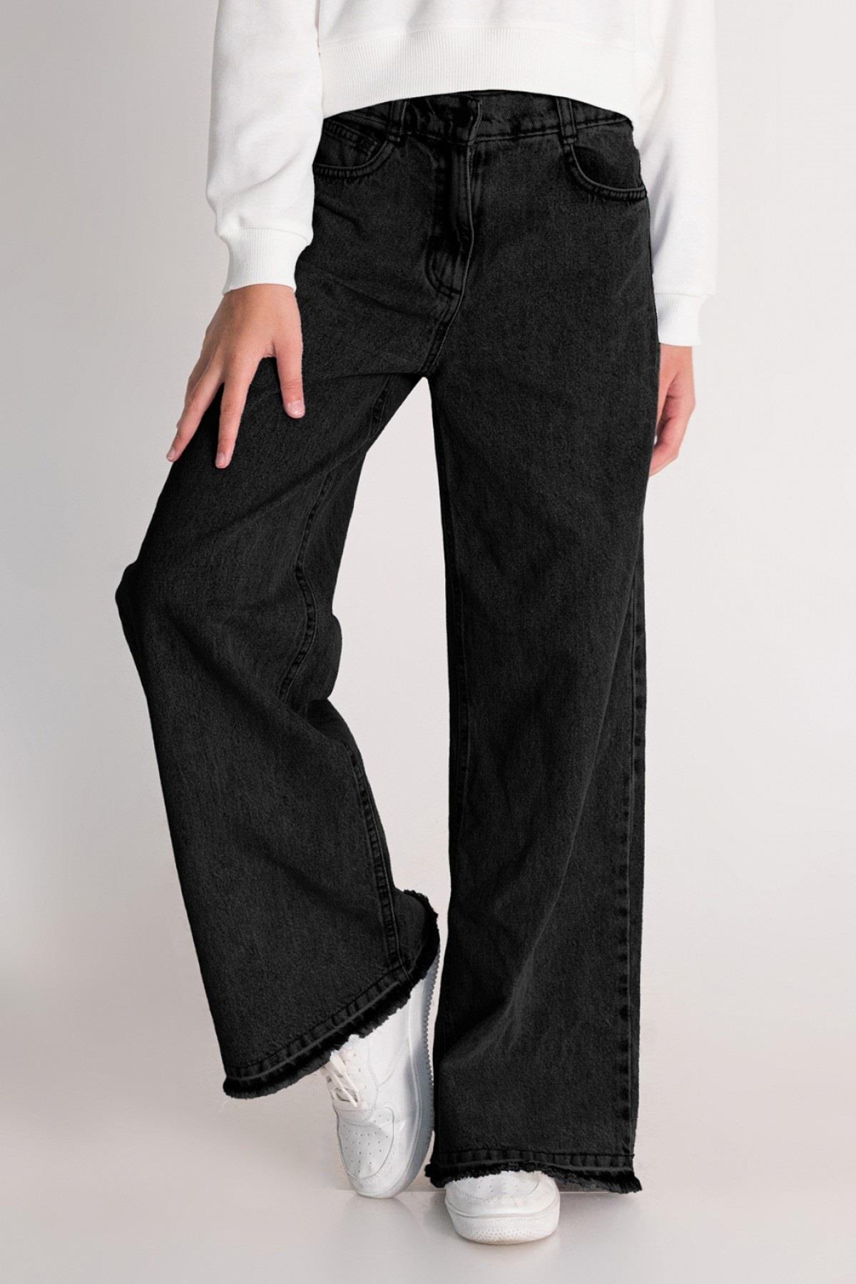 Mojo Kız Çocuk 9-14 Yaş Bol Paça Denim Pantolon 2985 Füme