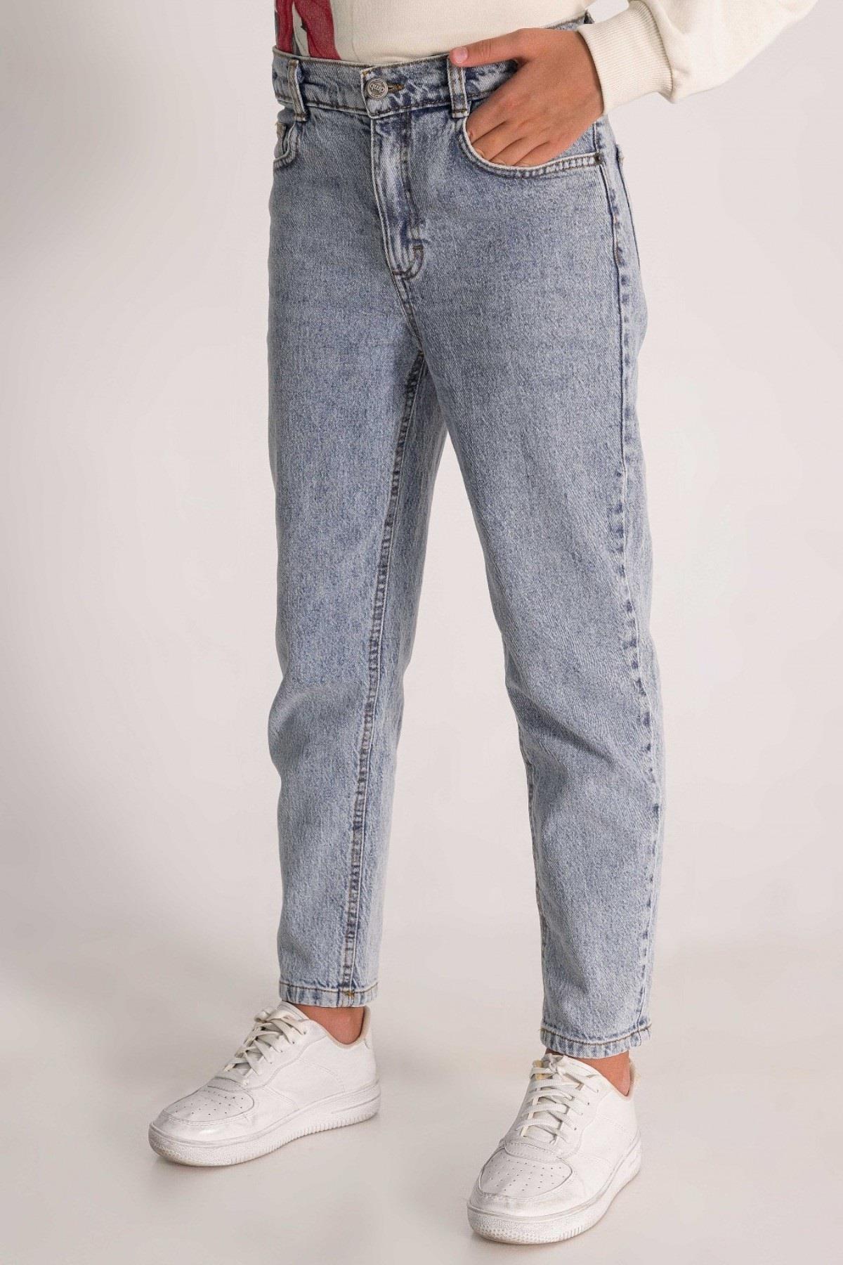 Mojo Kız Çocuk 9-14 Yaş Slim Fit Jean Pantolon 9586 Kot Mavi