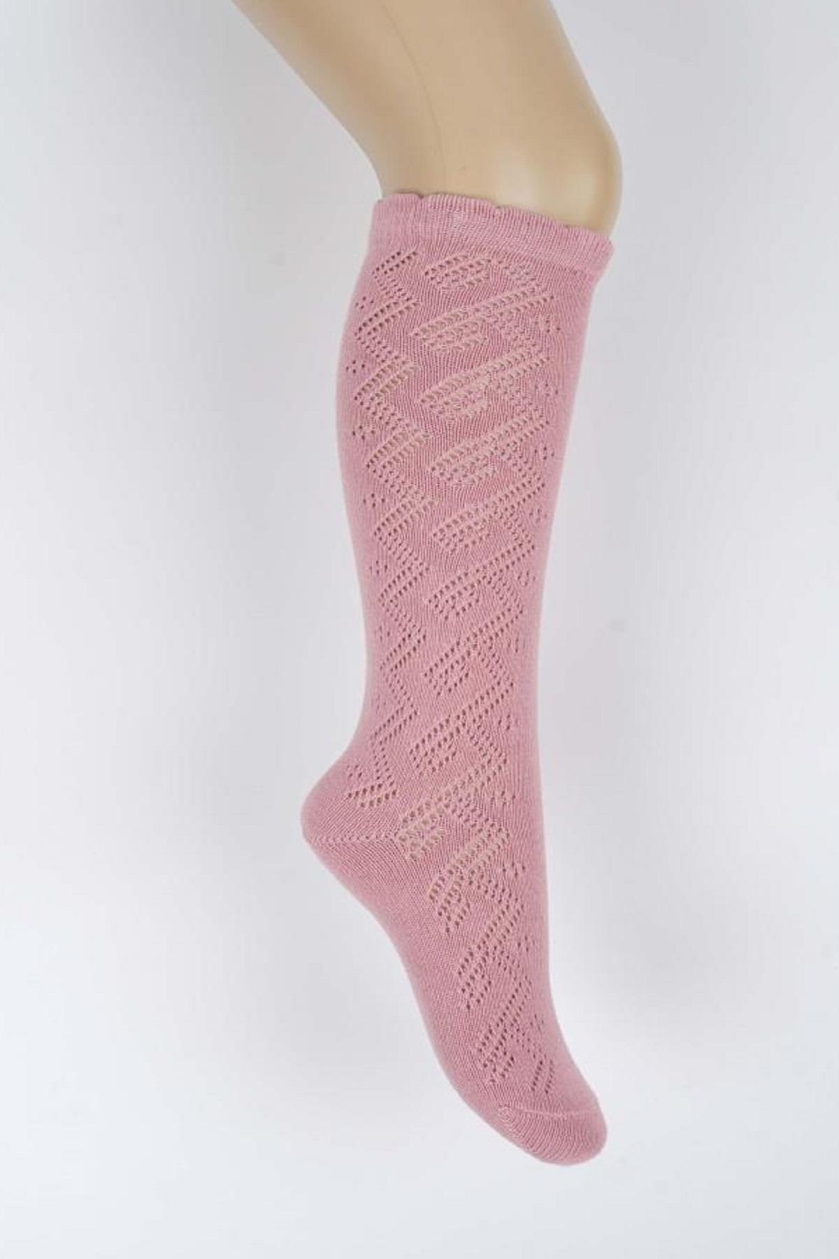 Mojo Kız Çocuk Desenli File Golf Çorap K14058 Pembe