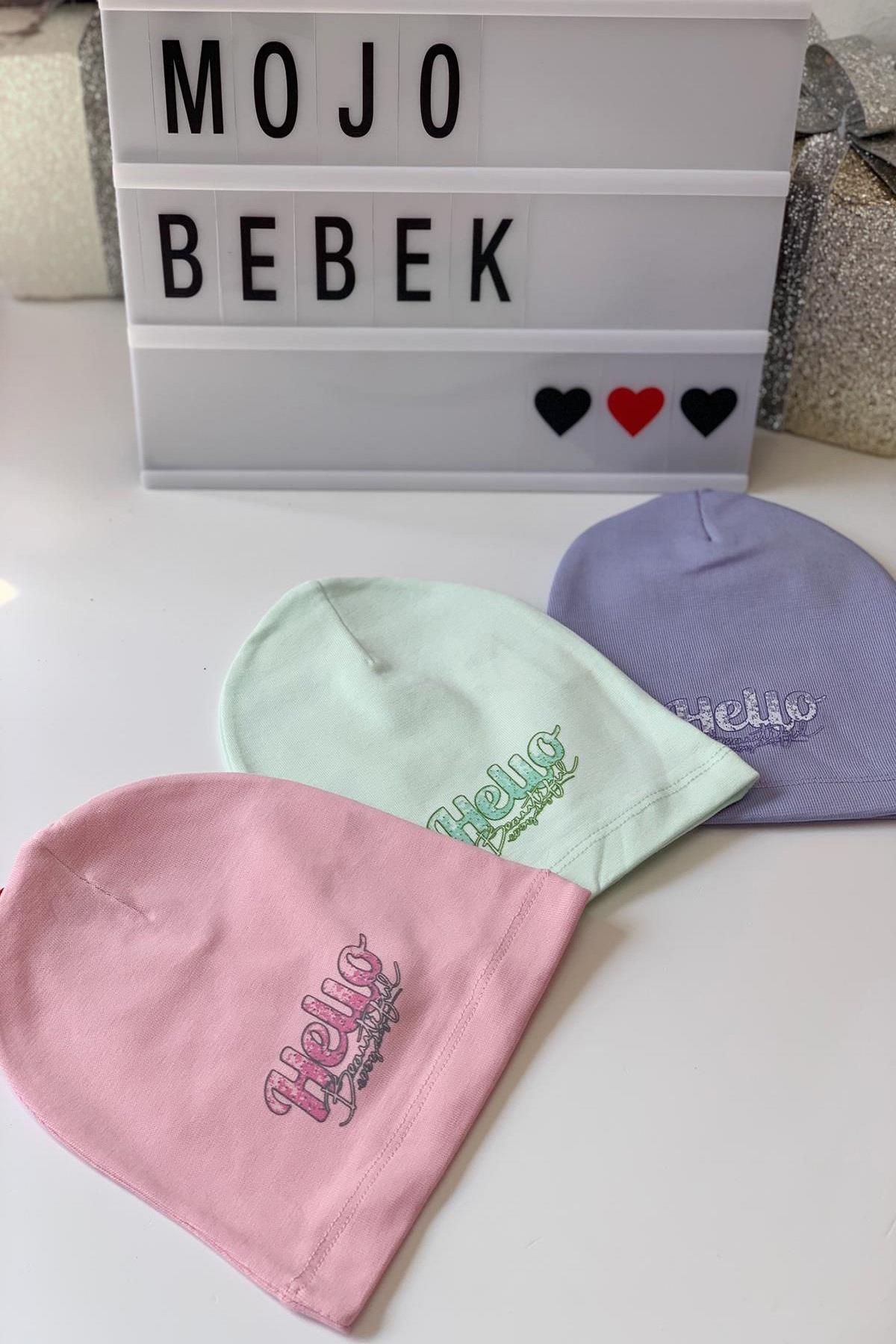 Mojo Kız Çocuk Hello Baskılı Penye Bere 109604 Lila