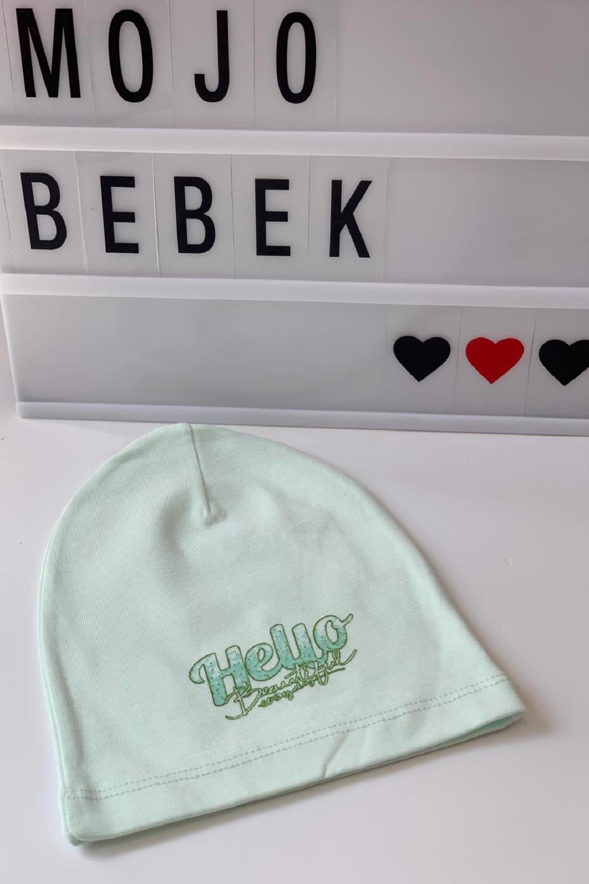Mojo Kız Çocuk Hello Baskılı Penye Bere 109604 Mint