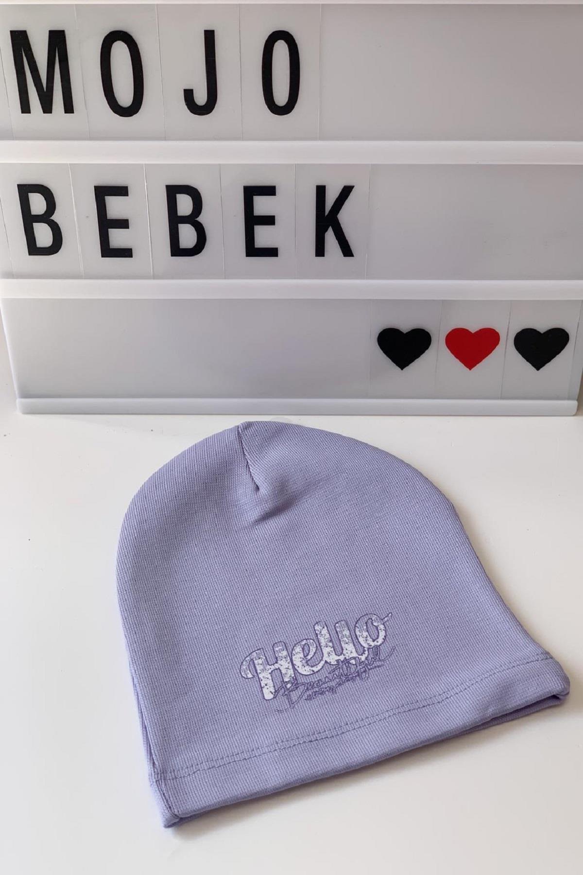 Mojo Kız Çocuk Hello Baskılı Penye Bere 109604 Lila