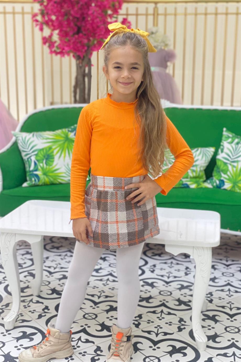 Mojo Kız Çocuk Kaşkorse Bisiklet Yaka Body 3429 Turuncu