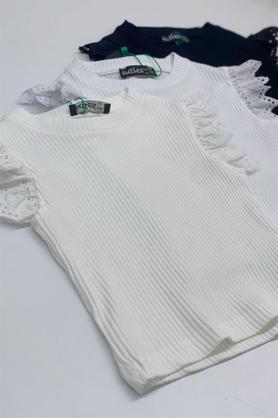 Mojo Kız Çocuk Kolları Fistolu Kaşkorse Body 3817 Krem