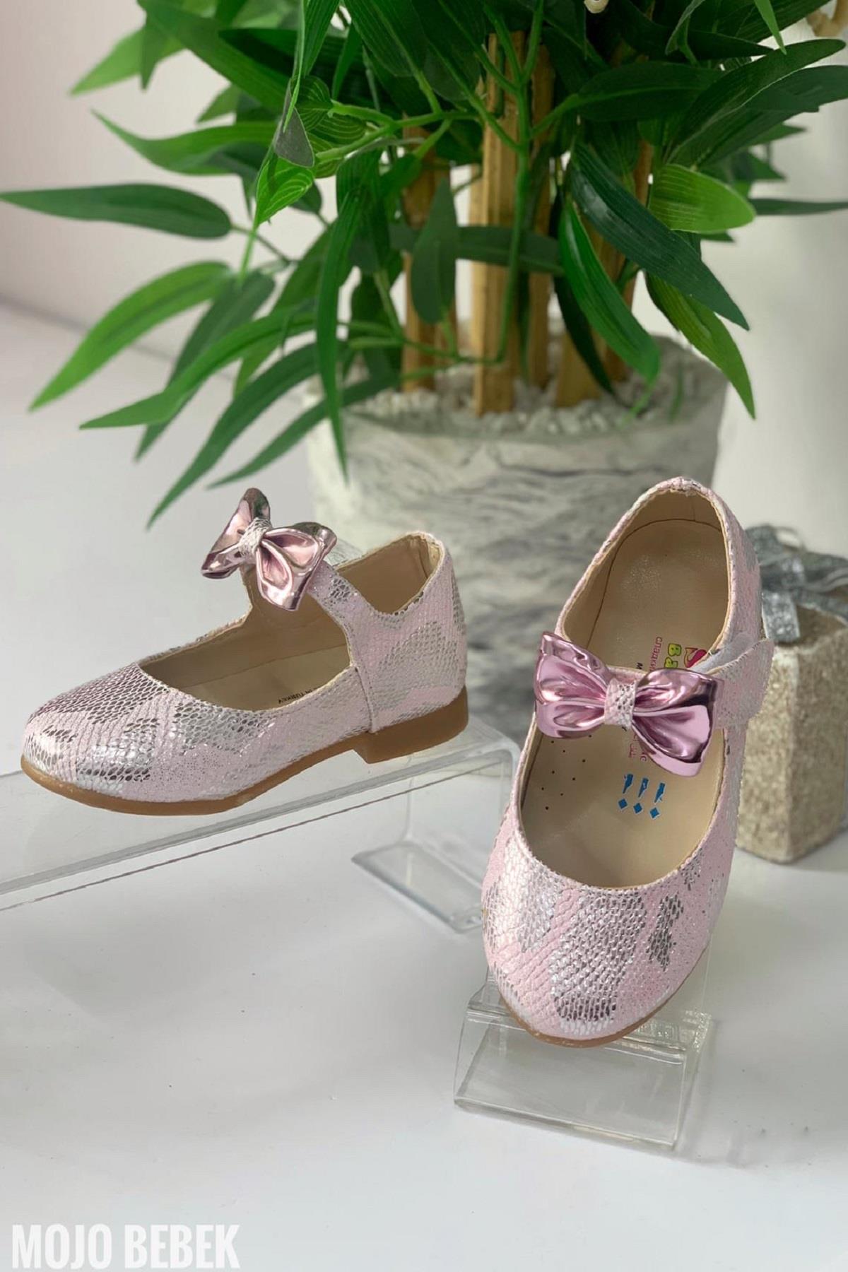 Mojo Kız Çocuk Leopar Desenli Cırtlı 21-25 Babet 11492 Pembe
