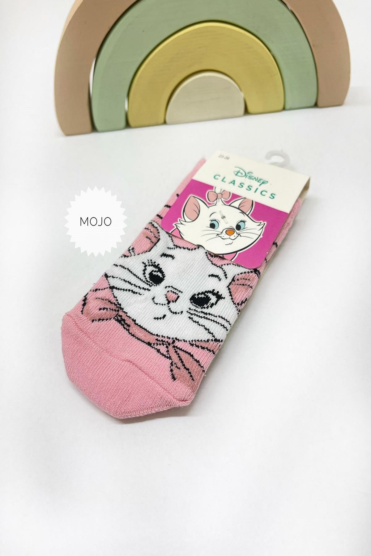 Mojo Kız Çocuk Lisanslı Disnep Soket Çorap 2207 Beyaz-Pembe