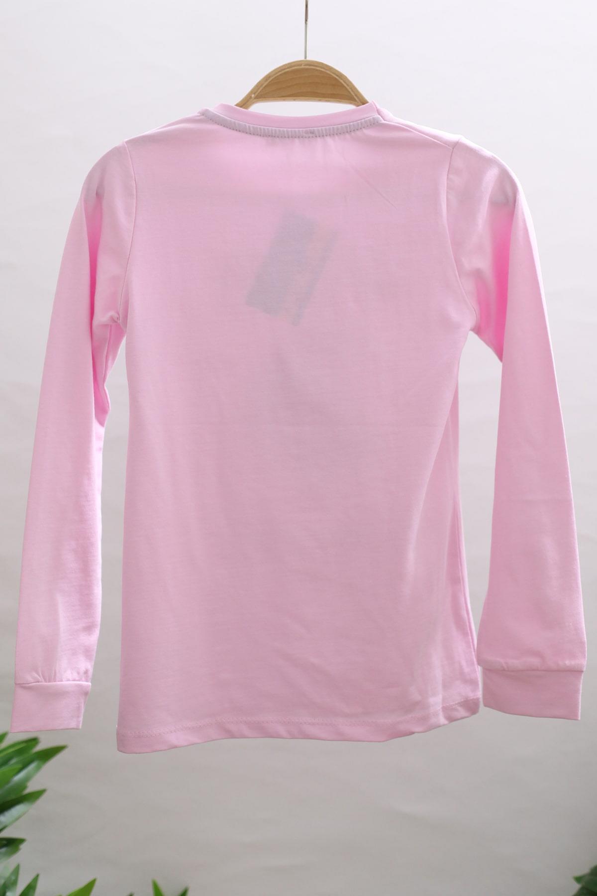 Mojo Kız Çocuk Nasa Baskılı Uzun Kol T-shirt 723410 Pembe