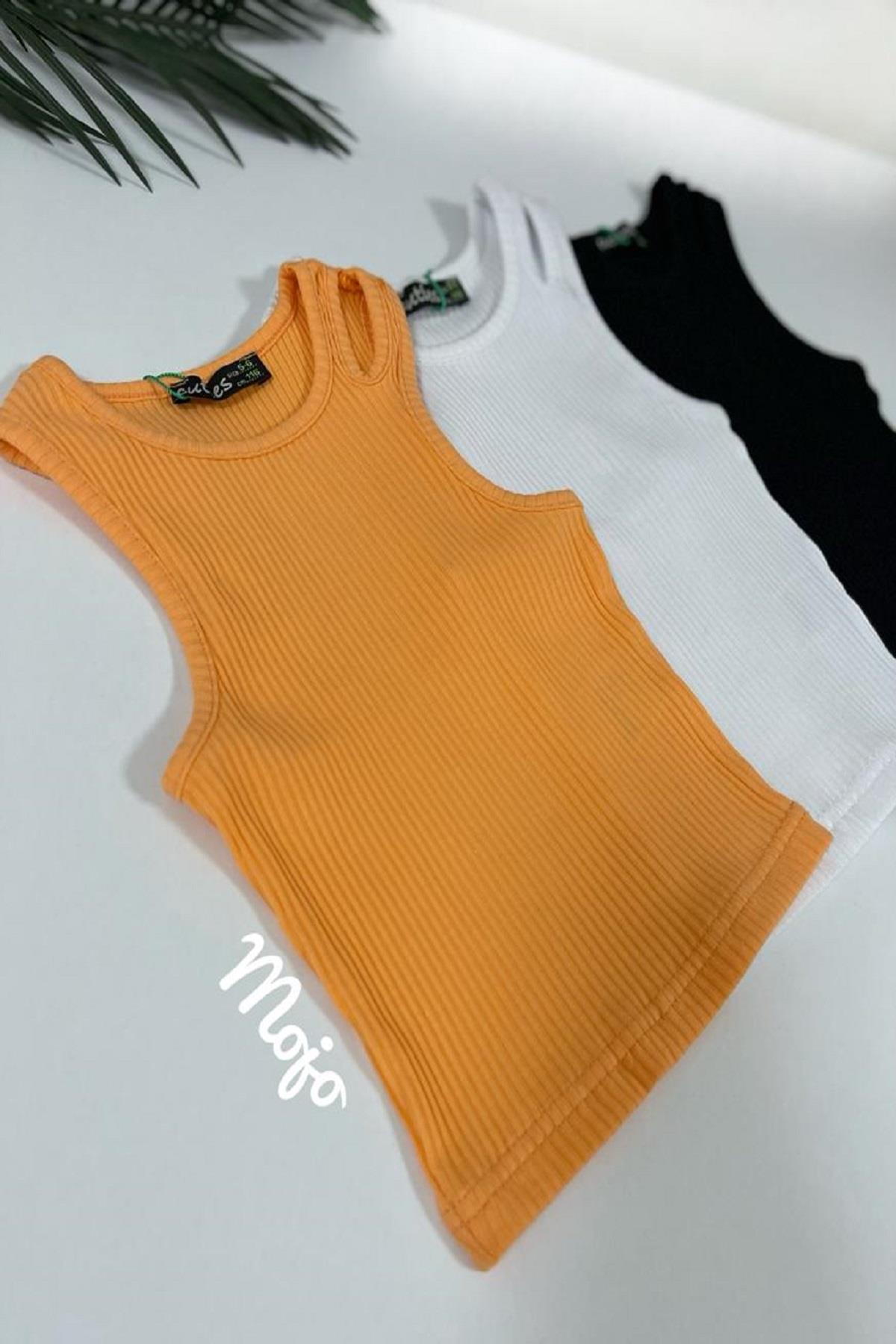Mojo Kız Çocuk Omuz Detaylı Crop 3399 Beyaz