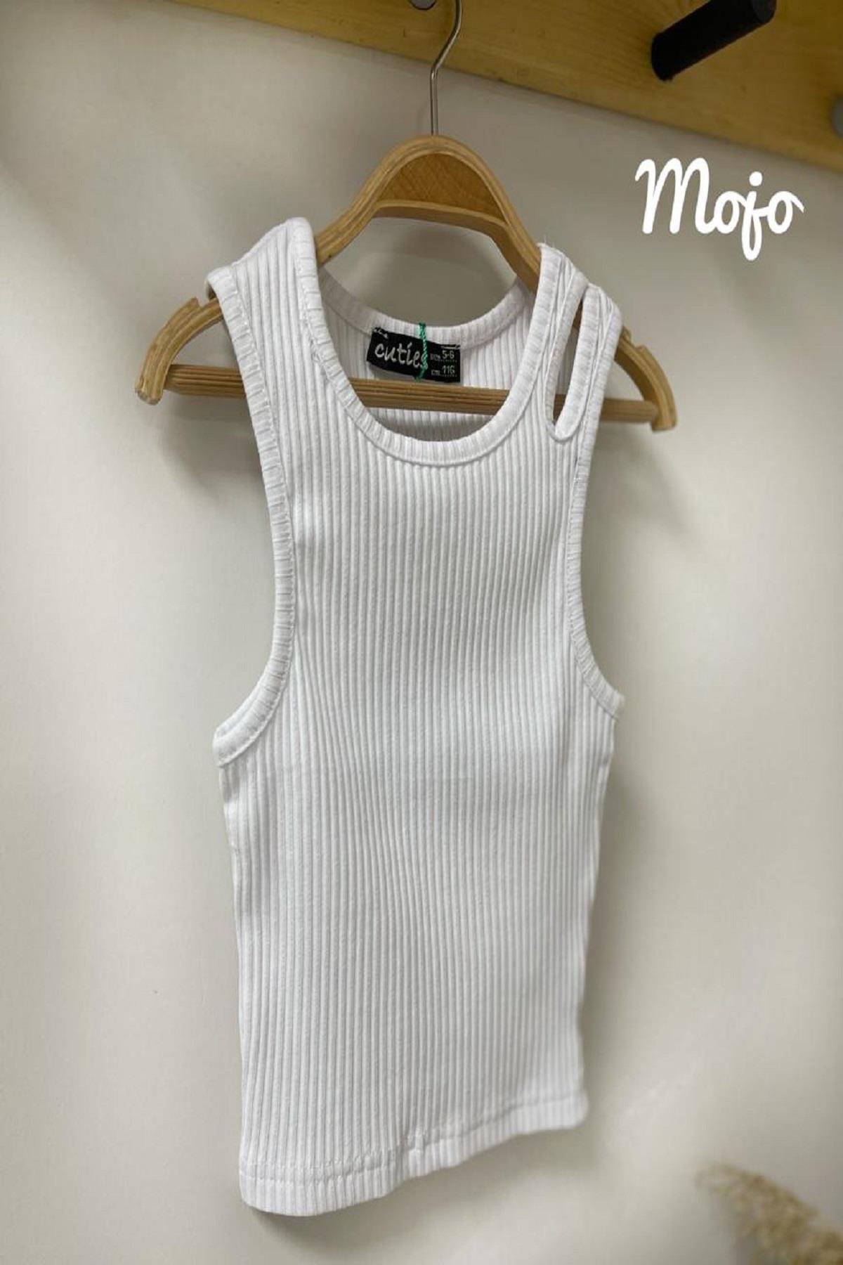 Mojo Kız Çocuk Omuz Detaylı Crop 3399 Beyaz