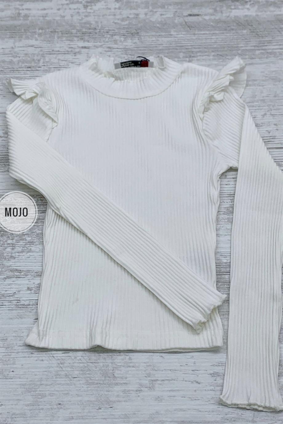 Mojo Kız Çocuk Omuzdan Fırfırlı Kaşkorse Body 3449 Krem