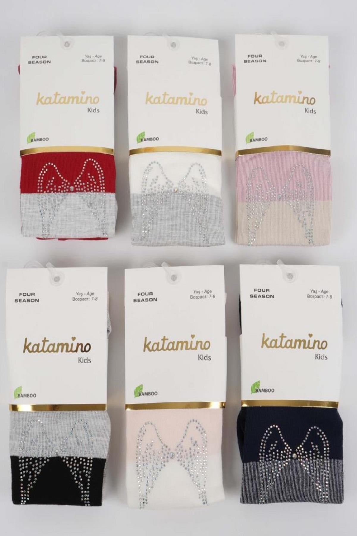 Mojo Kız Çocuk Taşlı Çift Renkli Bambu Külotlu Çorap K32211 Lacivert