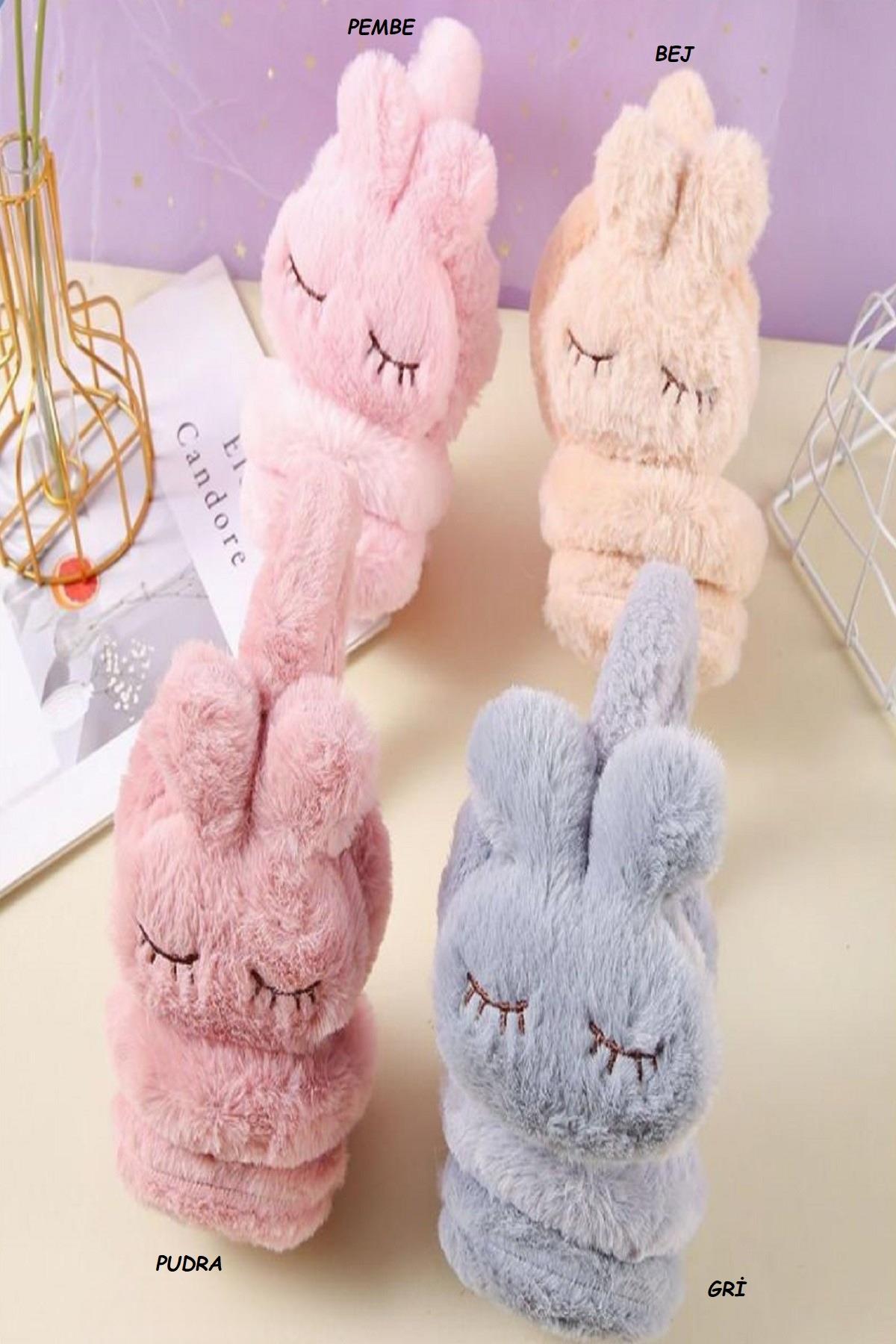 Mojo Kız Çocuk Tavşan Model Peluş Kulaklık 19124 Bej