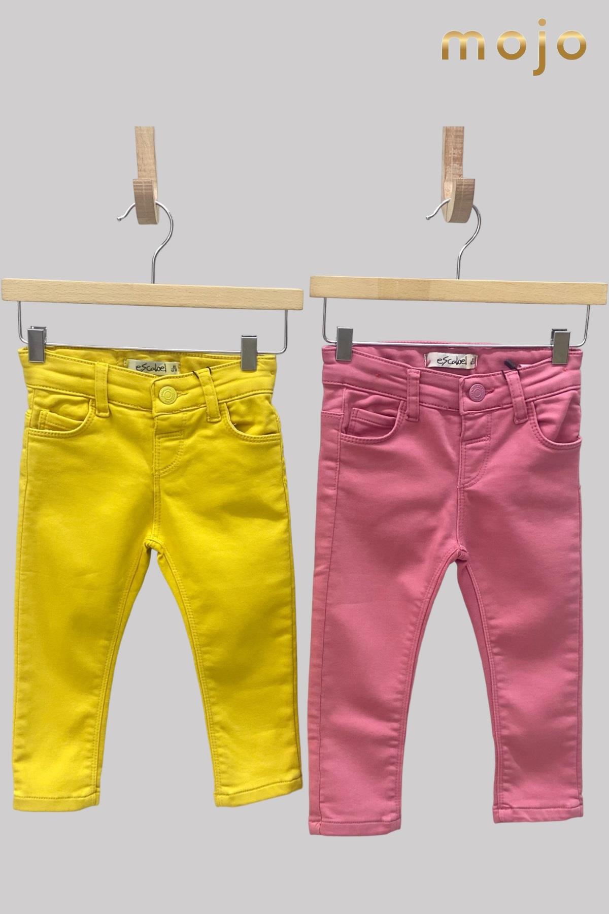 Mojo Kız Çocuk Ultra Esnek Renkli Denim Pantolon 2348 Sarı