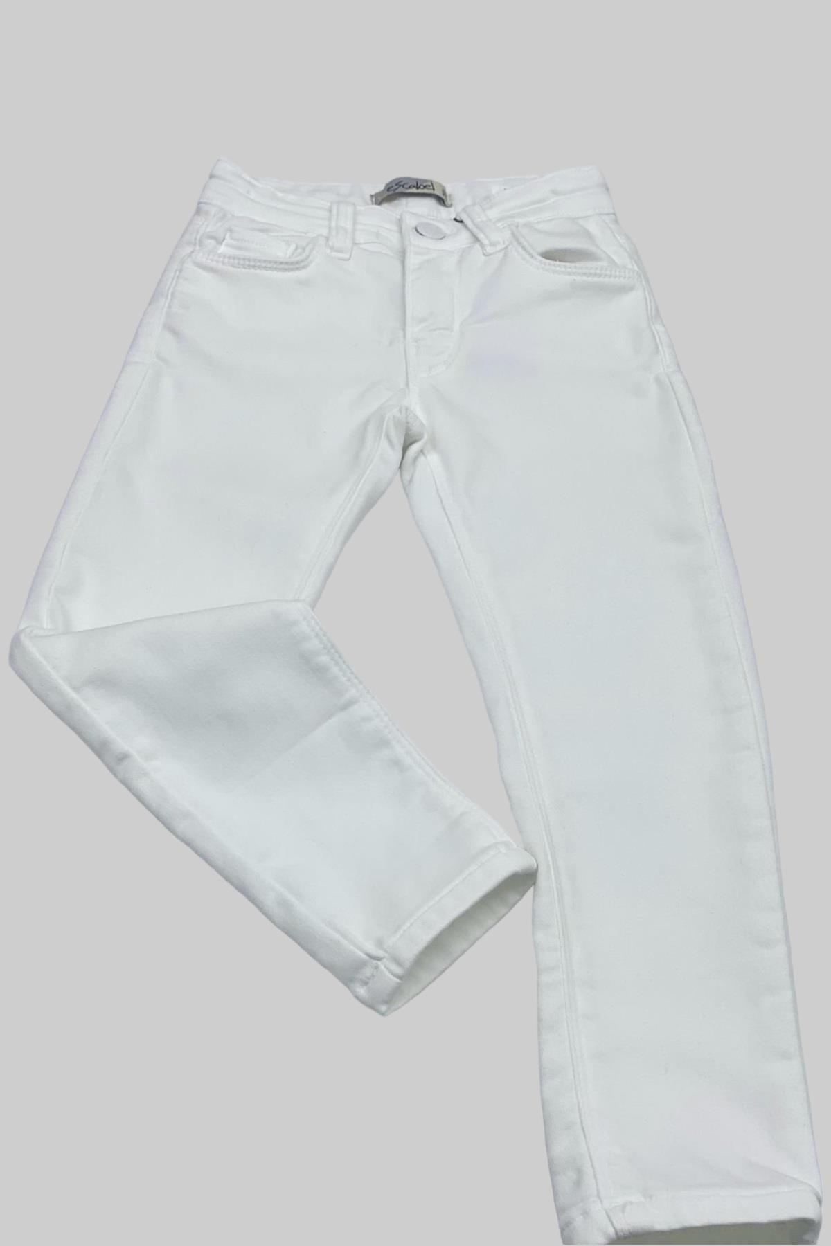 Mojo Kız Çocuk Ultra Esnek Renkli Denim Pantolon 2348 Beyaz