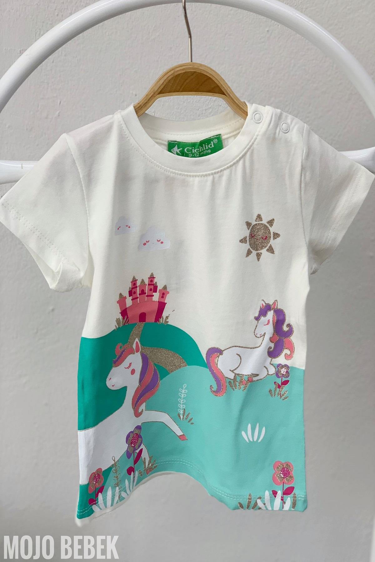 Mojo Kız Çocuk Unicorn Baskılı T-shırt 3201016 Ekru