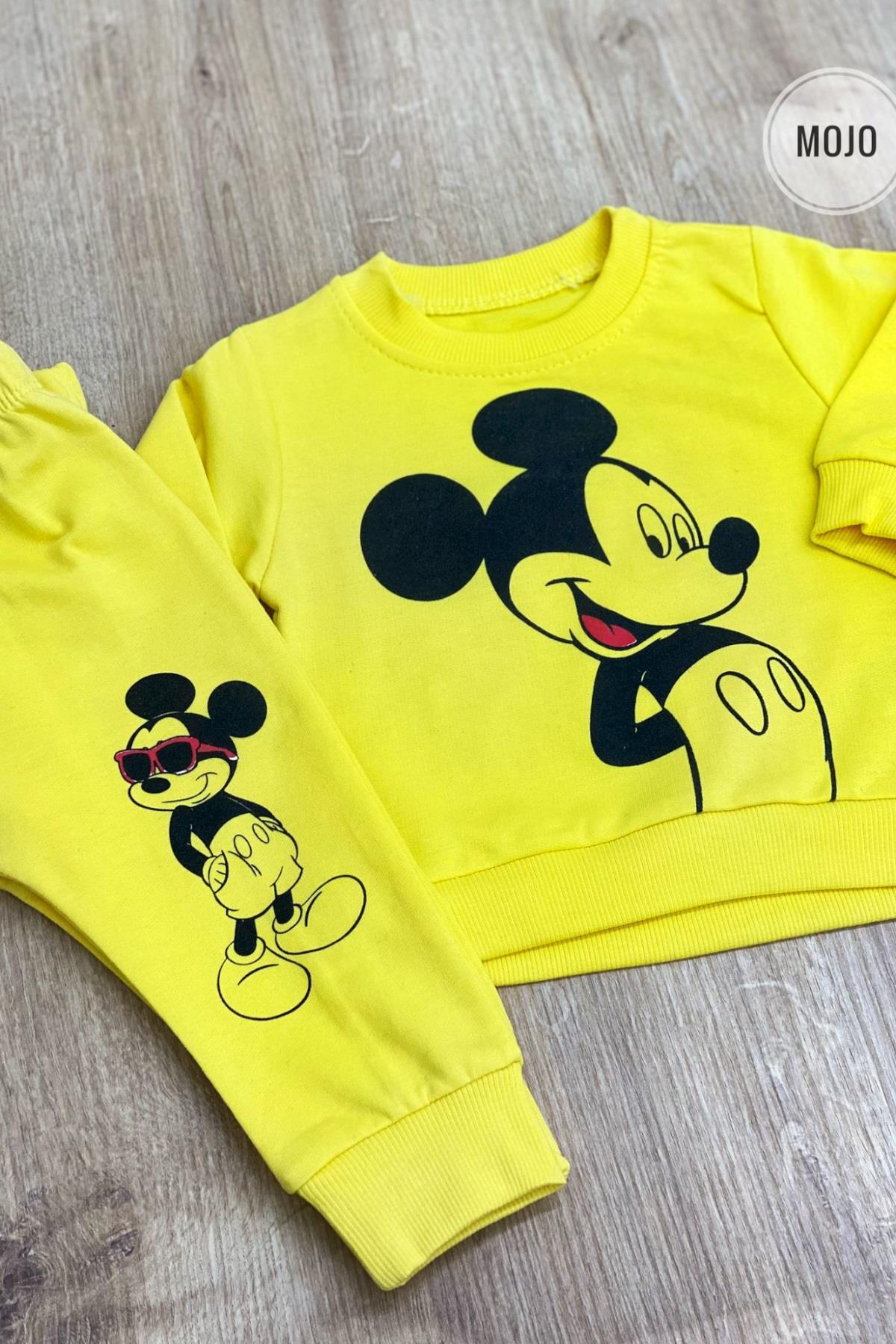 Mojo Unisex 6-24 Ay Mickey Baskılı Mevsimlik Eşofman Takım 656 Sarı