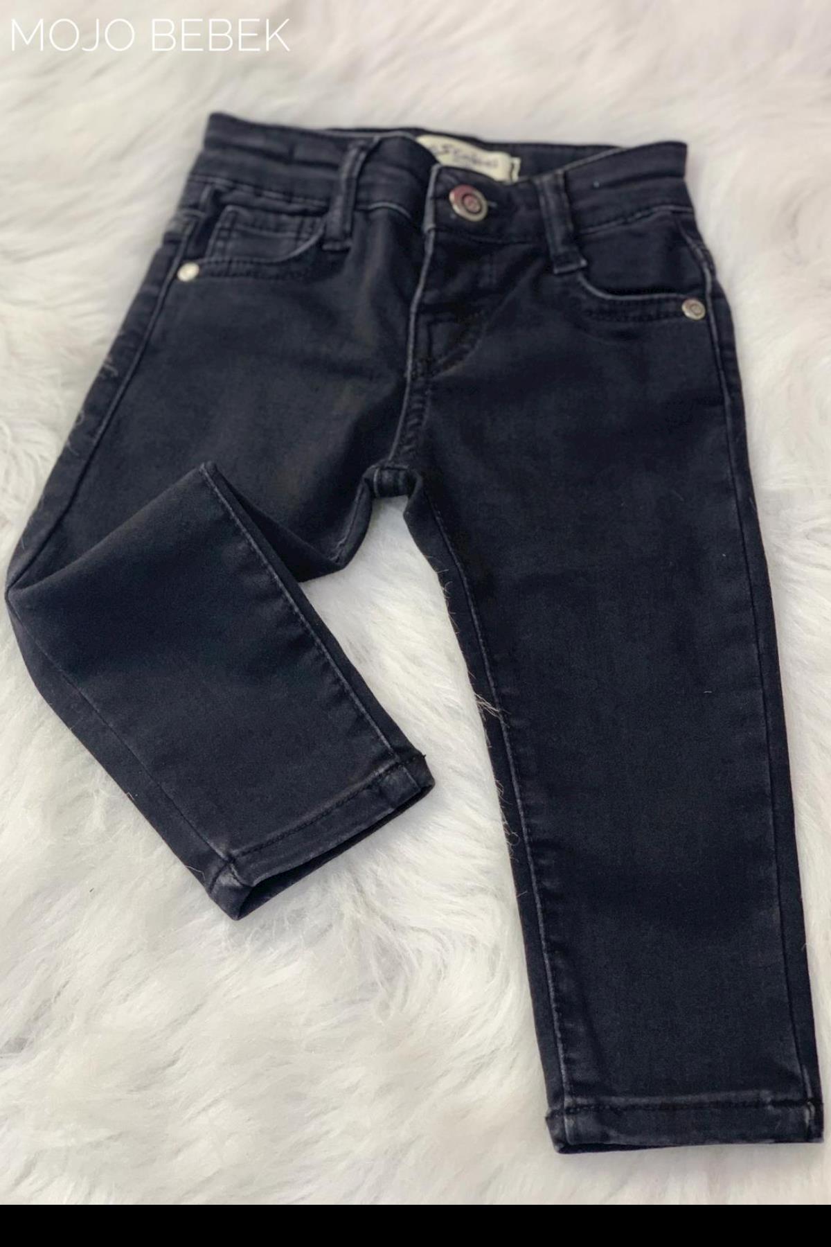 Mojo Unisex Bebek 1-4 Yaş Dar Paça Kot Pantolon 1920 Siyah