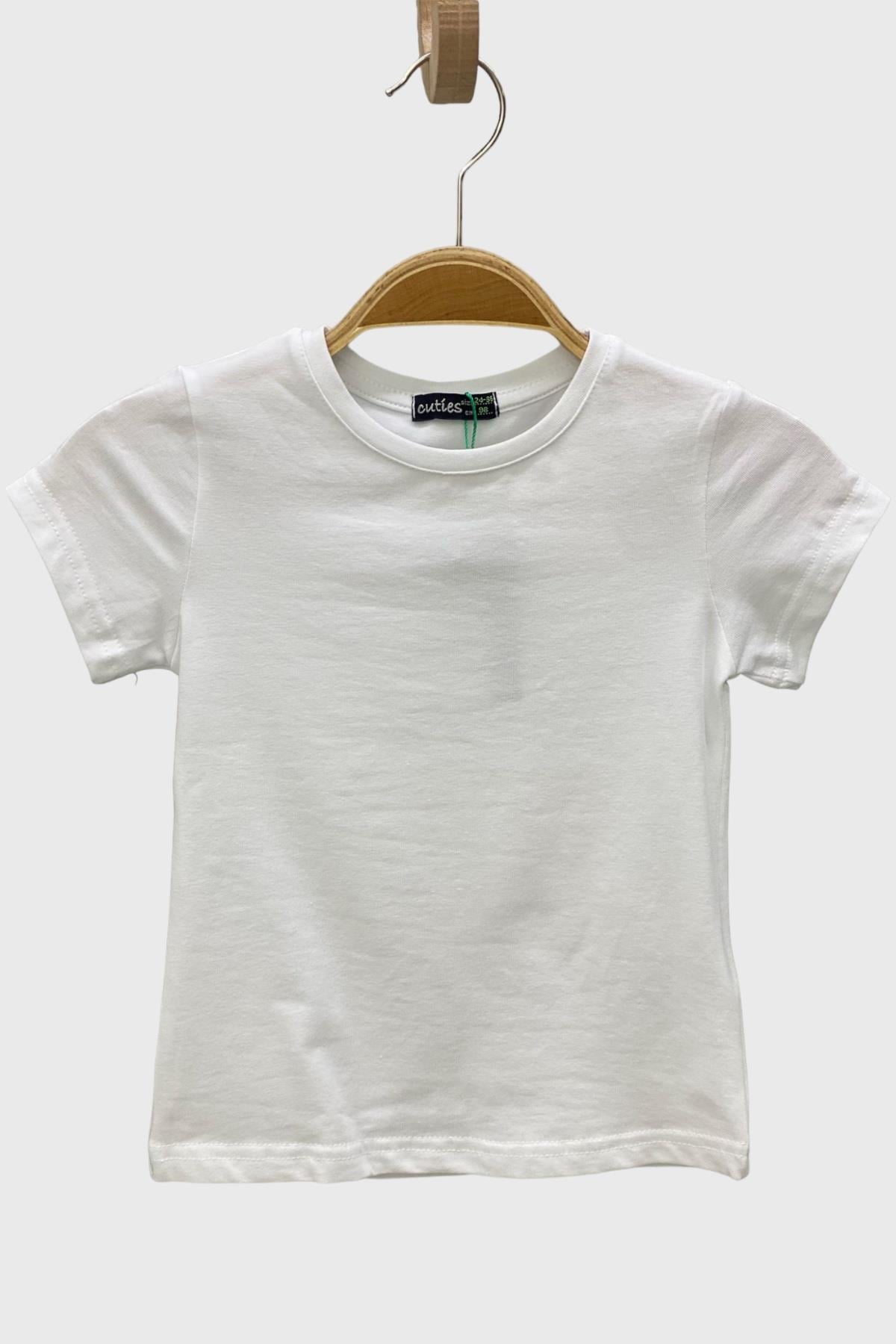 Mojo Unisex Bebek Basic Kısa Kol T-shirt 2108 Beyaz