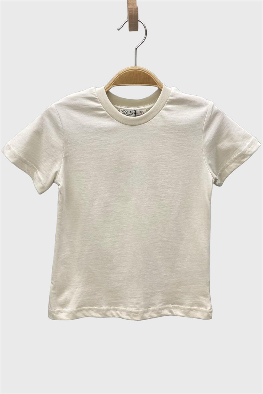 Mojo Unisex Bebek Basic Kısa Kol Tshirt 5371 Krem