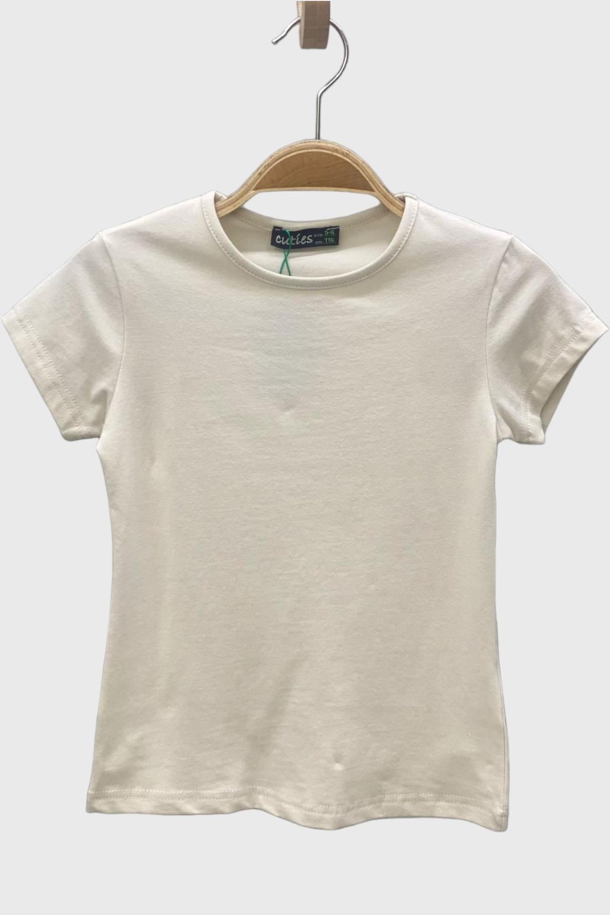 Mojo Unisex Çocuk Basic Kısa Kol T-shirt 320203 Krem