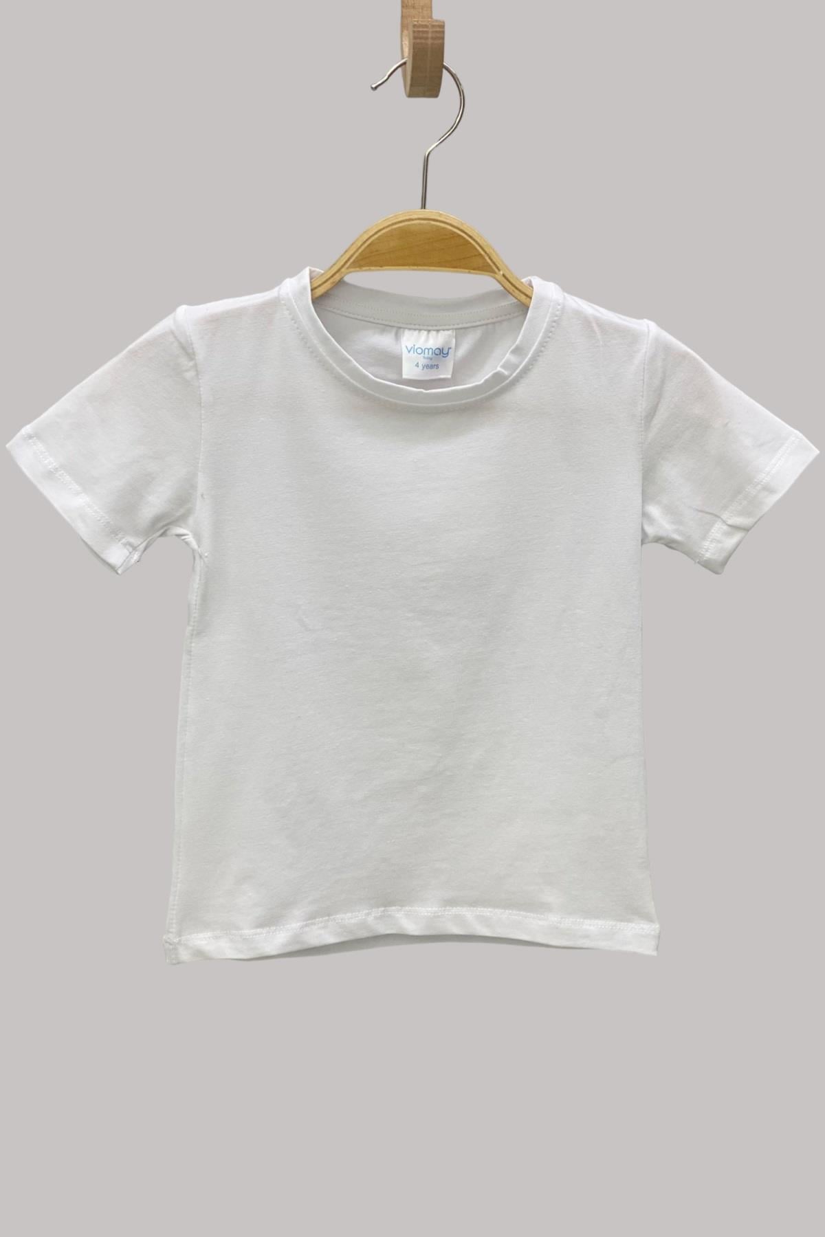 Mojo Unisex Çocuk  Basic Kısa Kol T-Shirt 5555 Beyaz
