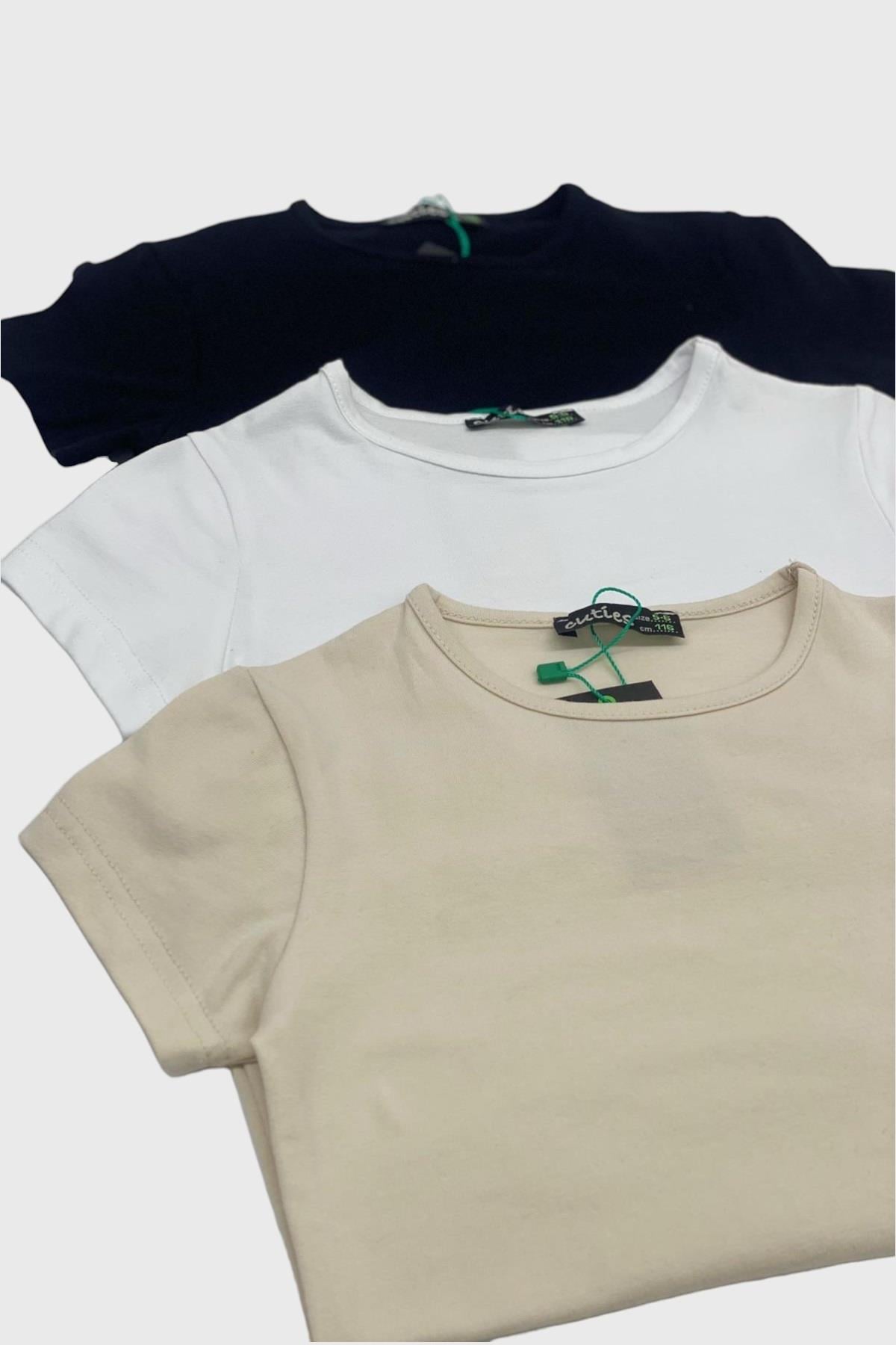 Mojo Unisex Çocuk Basic Kısa Kol T-shirt 320203 Krem