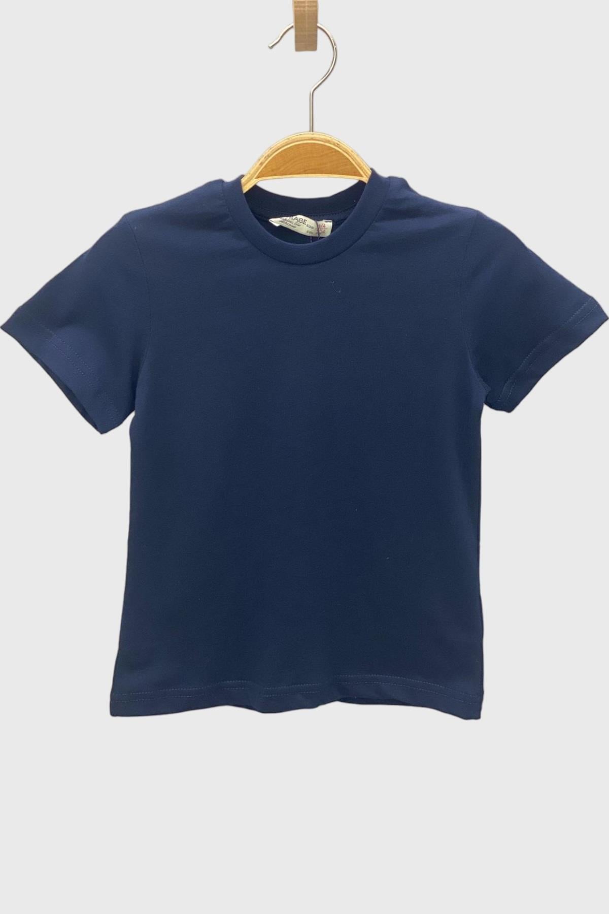 Woorage Unisex Çocuk 1-14 Yaş Basic Kısa Kol T-Shirt Lacivert