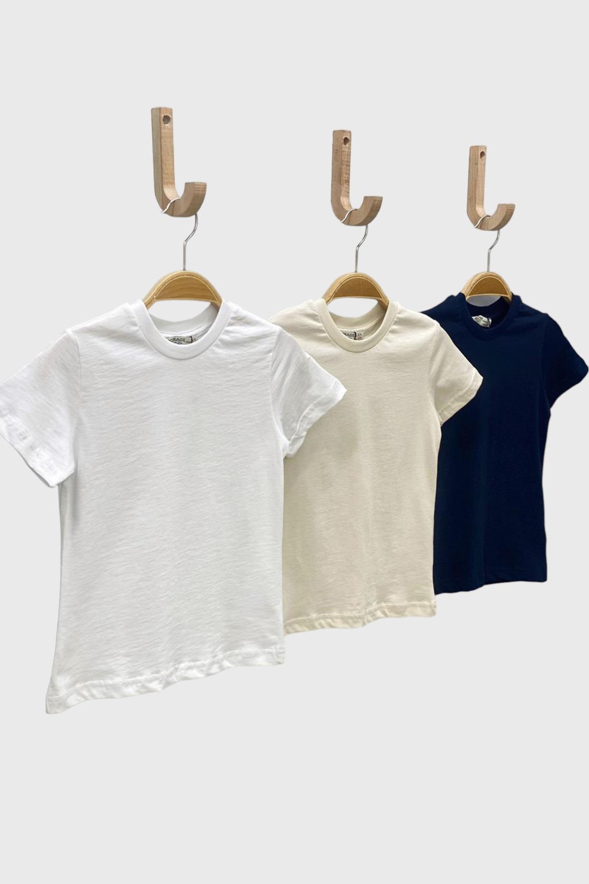Woorage Unisex Çocuk 1-14 Yaş Basic Kısa Kol T-Shirt Beyaz