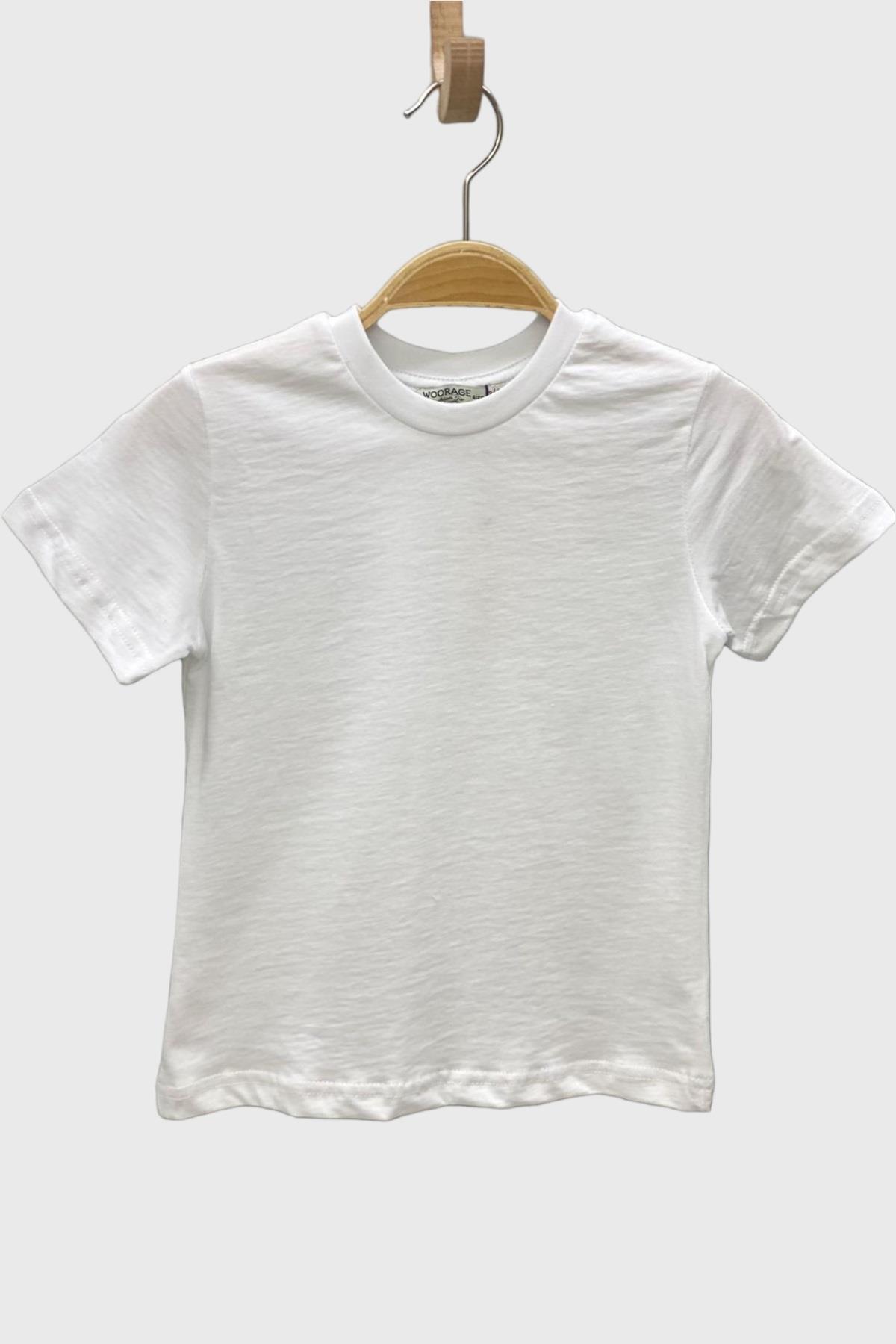 Woorage Unisex Çocuk 1-14 Yaş Basic Kısa Kol T-Shirt Beyaz