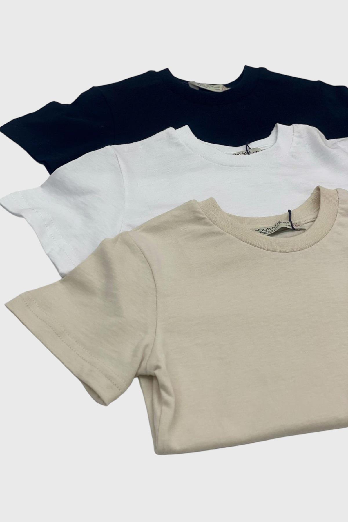 Woorage Unisex Çocuk 1-14 Yaş Basic Kısa Kol T-Shirt Lacivert