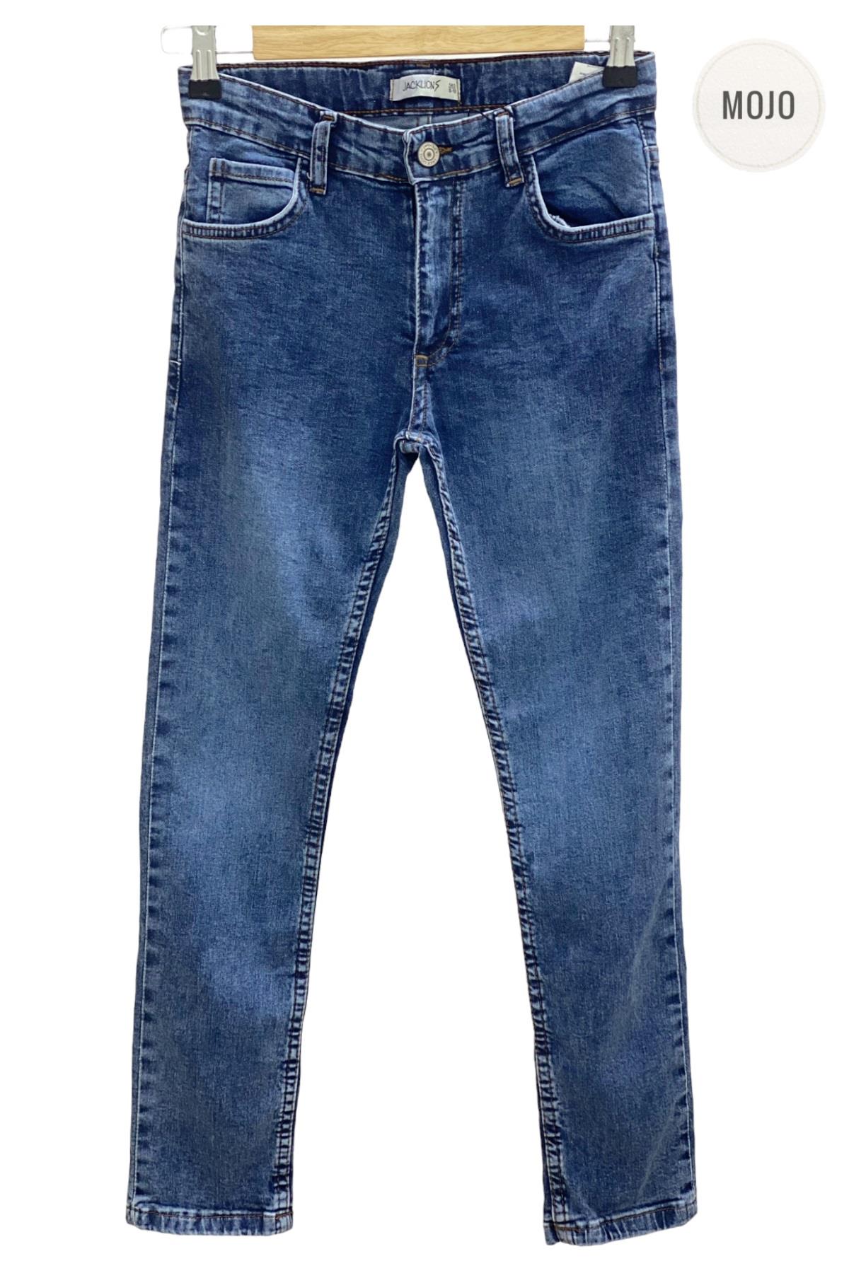 Mojo Unisex Çocuk Boru Paça Likralı Kot Pantolon 2276 Kot Mavi