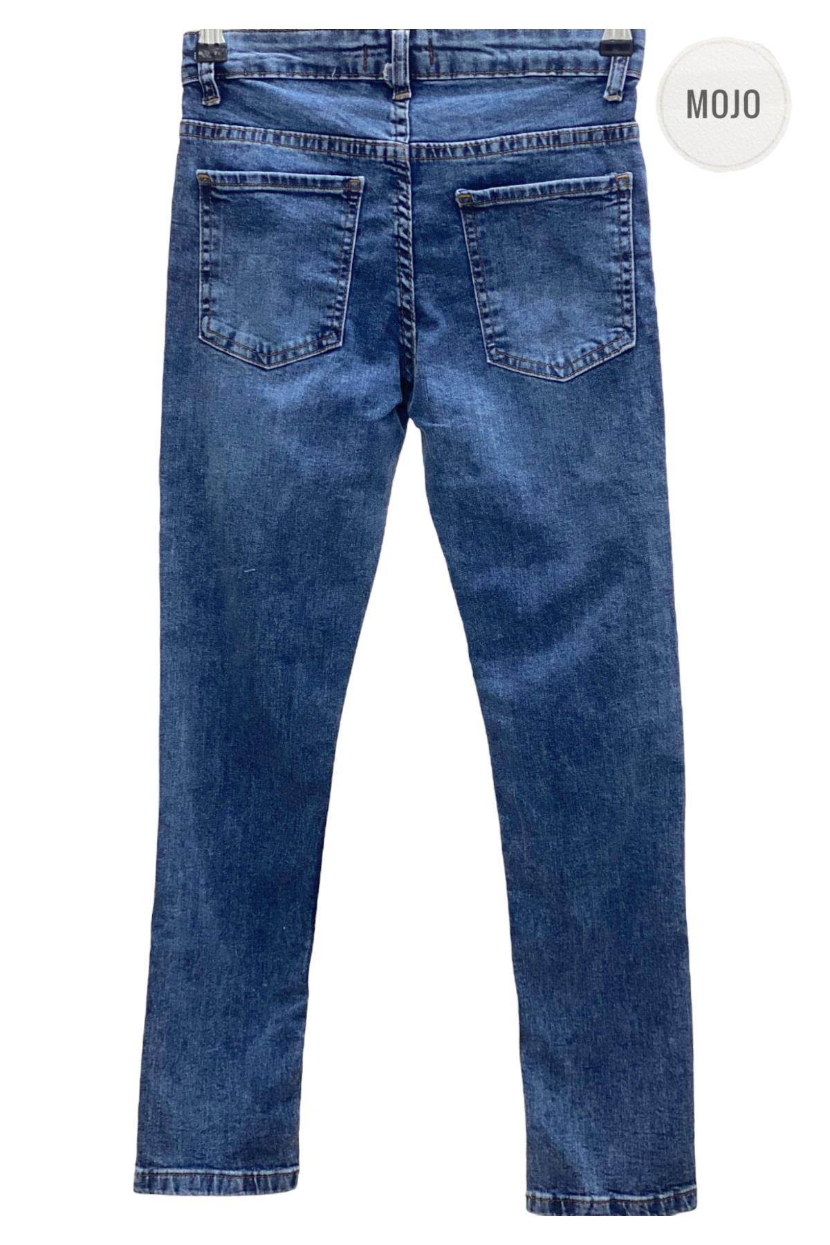 Mojo Unisex Çocuk Boru Paça Likralı Kot Pantolon 2276 Kot Mavi