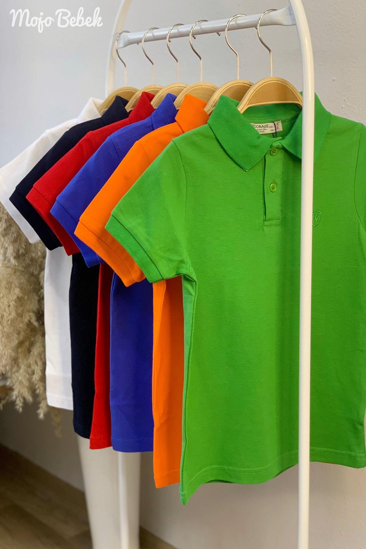 Mojo Unisex Çocuk Düğmeli Kısa Kol Lacoste T-shirt 5281 Mavi